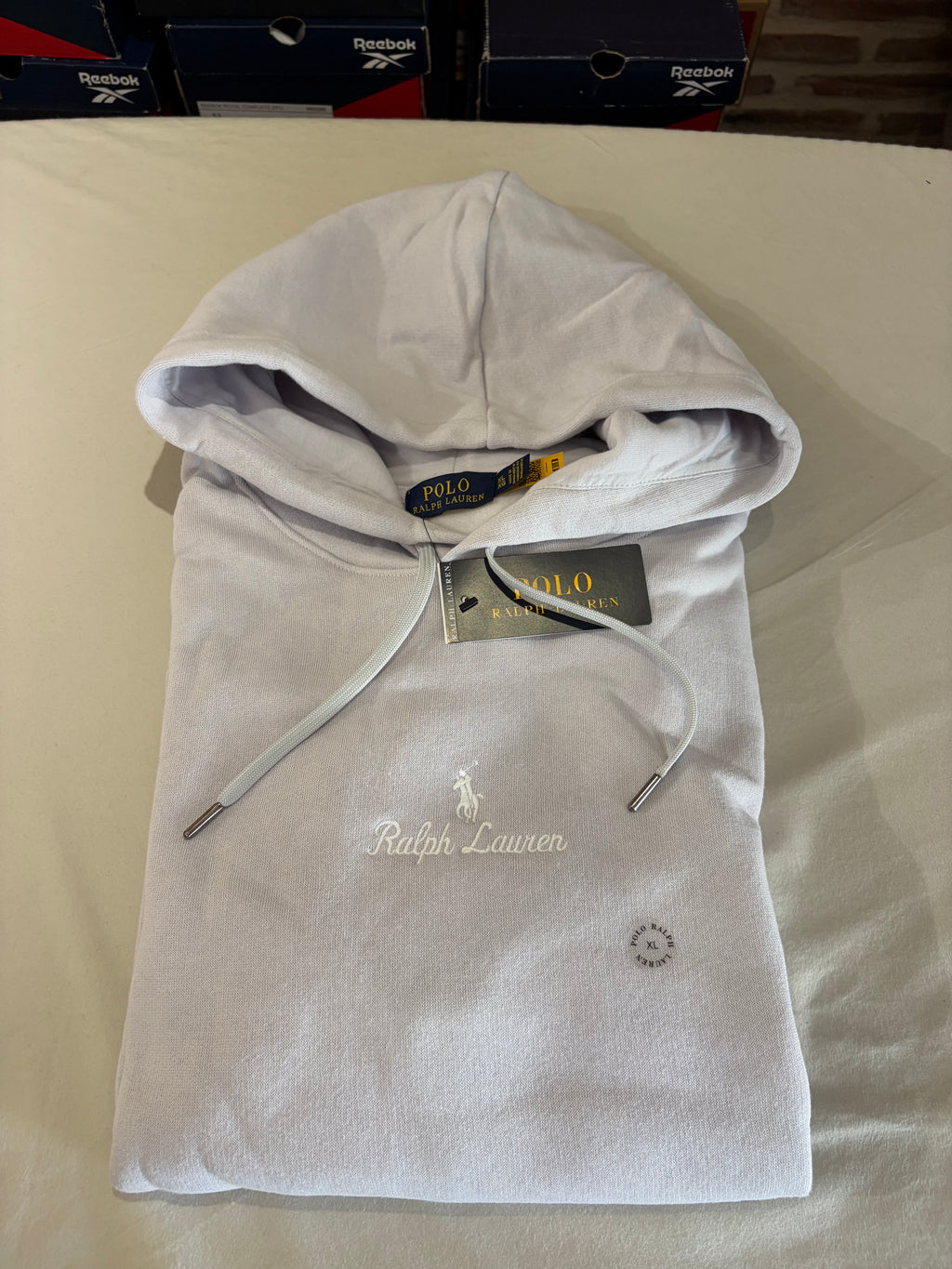 Sweat à capuche Polo Ralph Lauren Logo Double-Knit Gris Perle Homme Taille XL