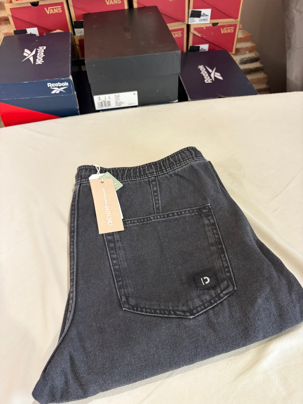Jean Tom Tailor Denim Loose Fit Homme Gris Délavé Taille XL Neuf avec Étiquettes
