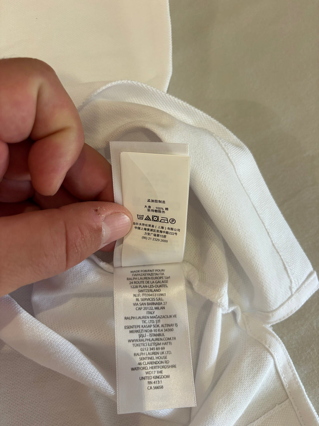 Polo Ralph Lauren Custom Slim Fit Homme Blanc Logo Bleu Marine – Taille M – Neuf avec étiquette