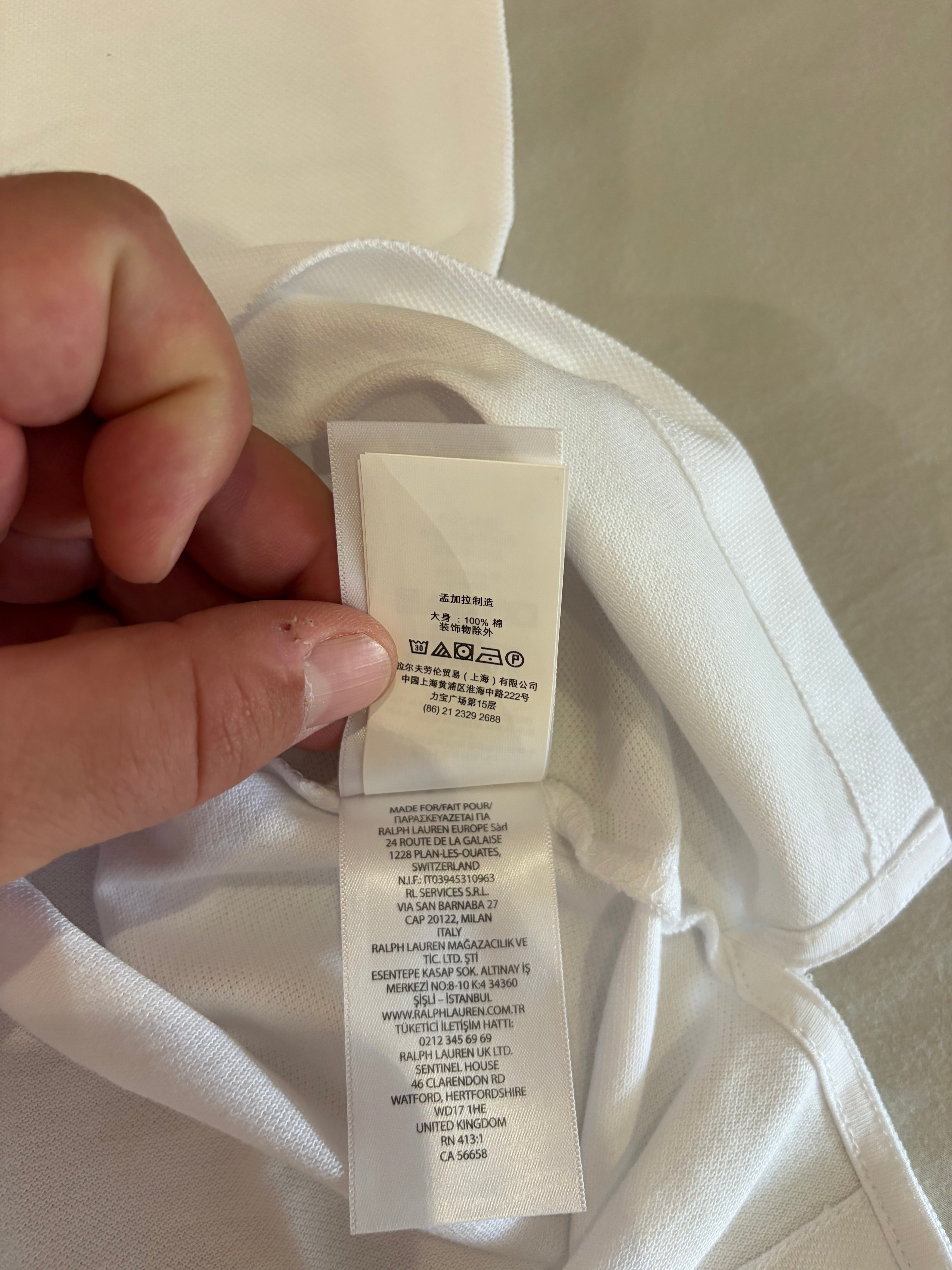 Polo Ralph Lauren Custom Slim Fit Homme Blanc Logo Bleu Marine – Taille M – Neuf avec étiquette