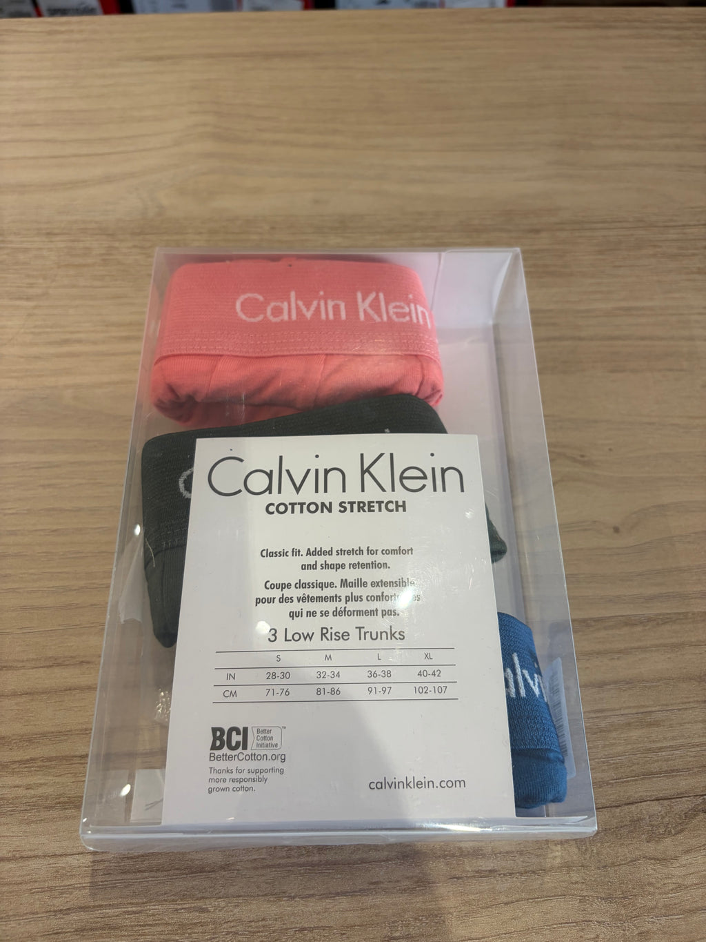 Calvin Klein Cotton Stretch 3 Pack Boxers Homme Rose Noir Bleu Taille M Neuf