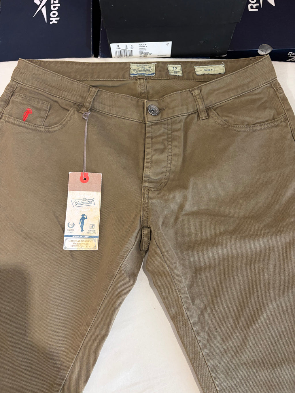 Unlimited Royal Blue Pantalon Slim Fit Homme Beige Taille 34 Neuf avec Étiquette