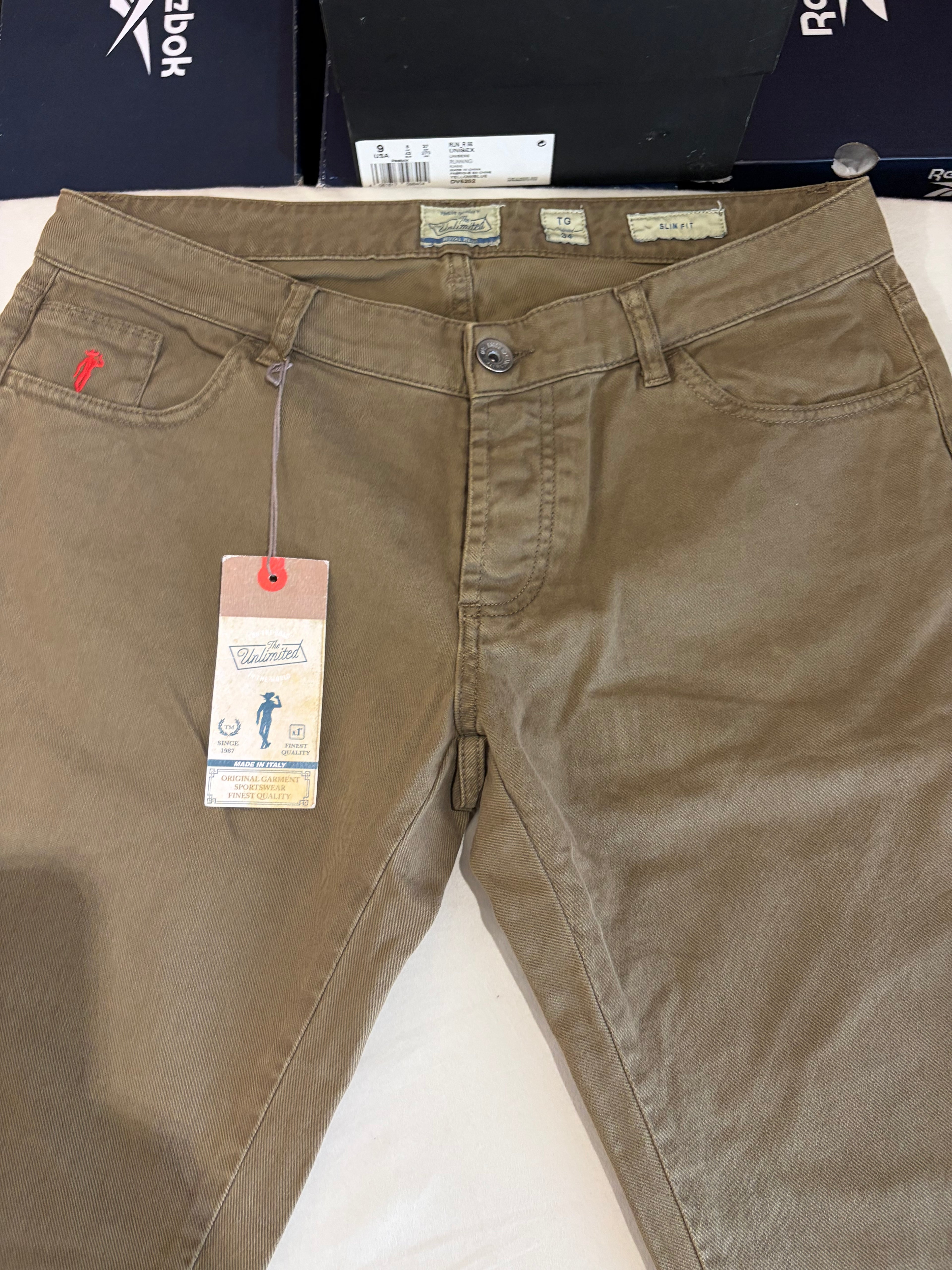 Unlimited Royal Blue Pantalon Slim Fit Homme Beige Taille 34 Neuf avec Étiquette