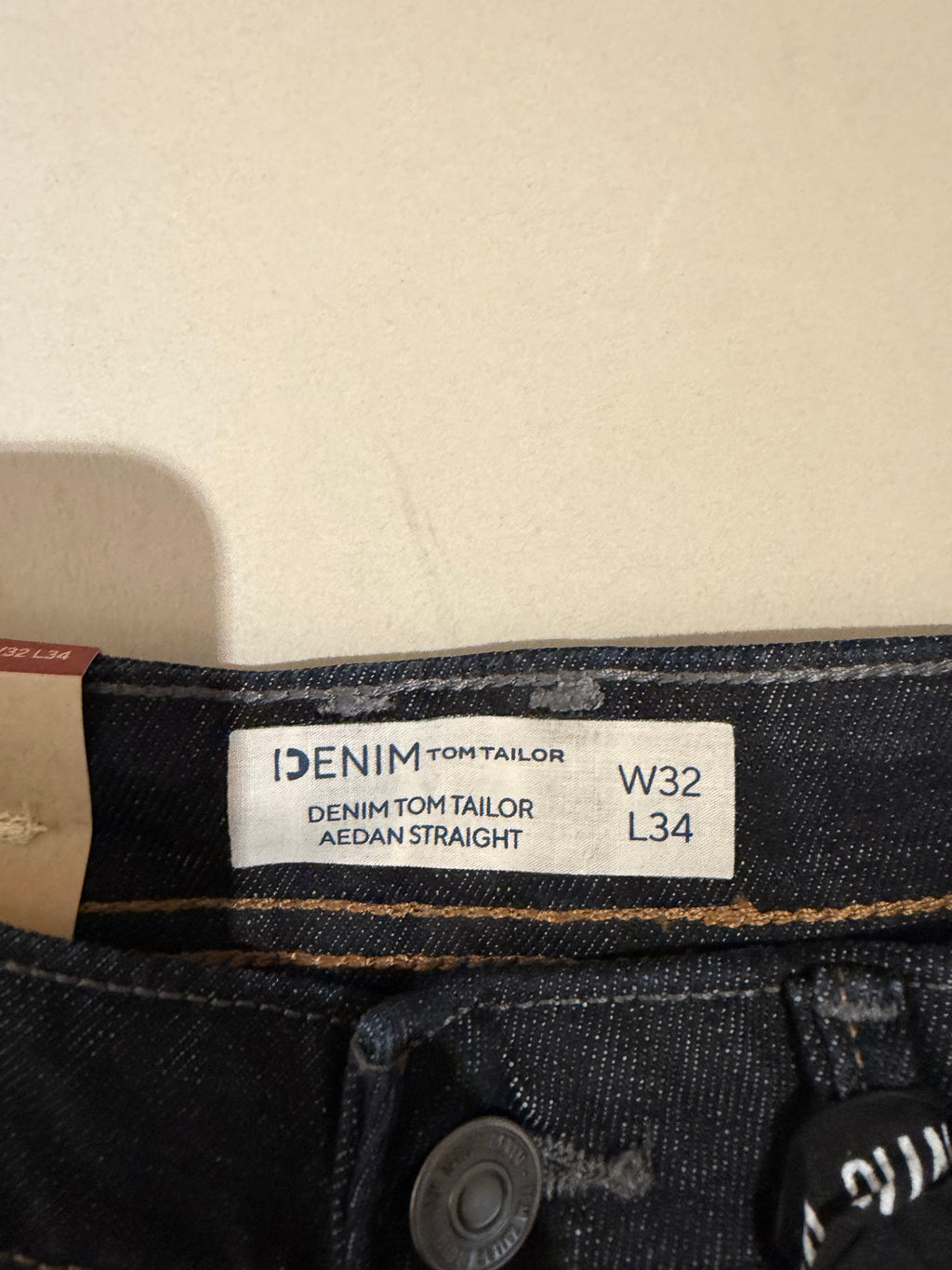 Jean Tom Tailor Denim Aedan Straight Homme Bleu Brut Foncé – Neuf avec étiquettes – Taille 32/34