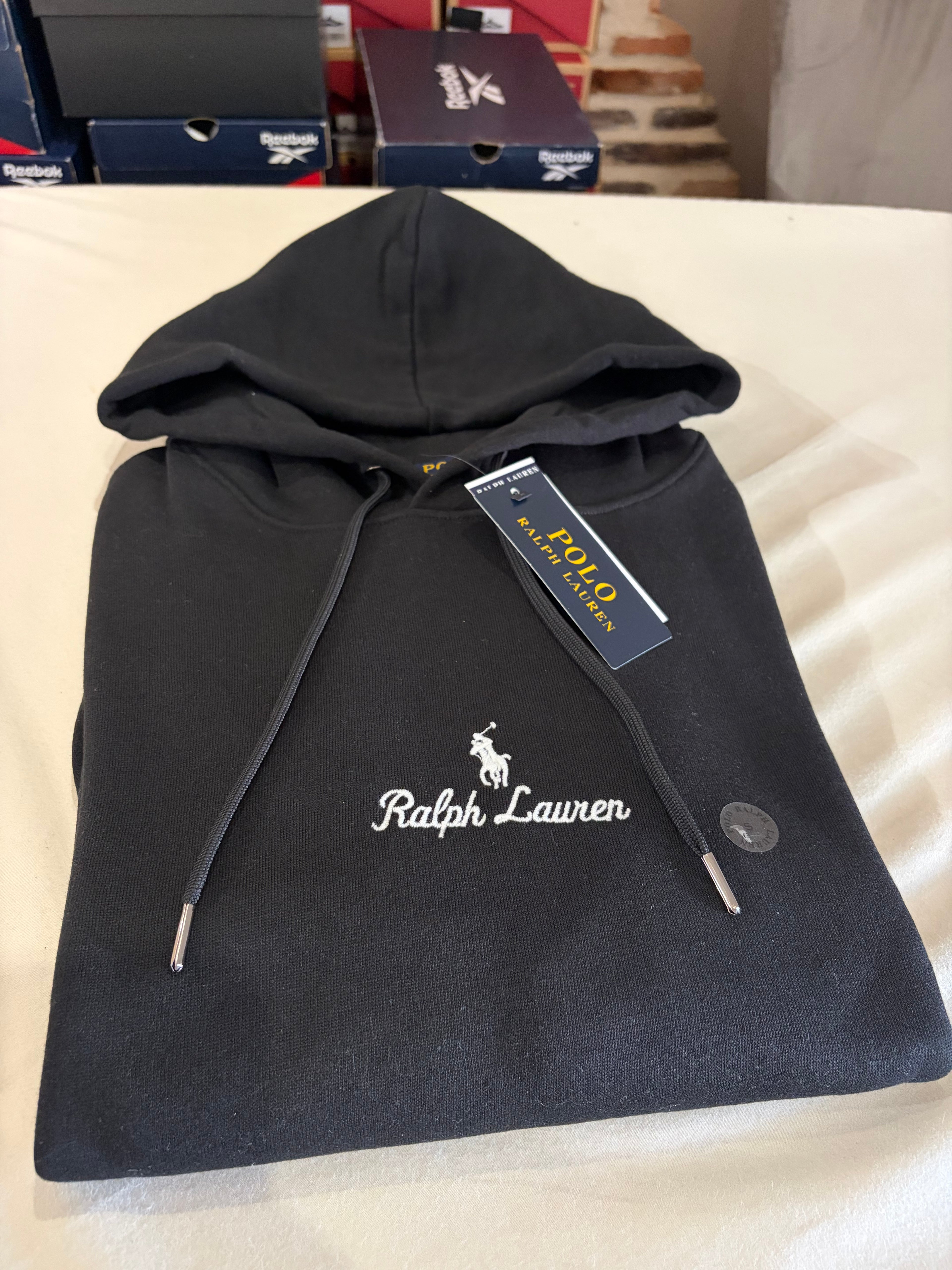 Sweat à capuche Polo Ralph Lauren Logo Double-Knit Noir Homme Taille S