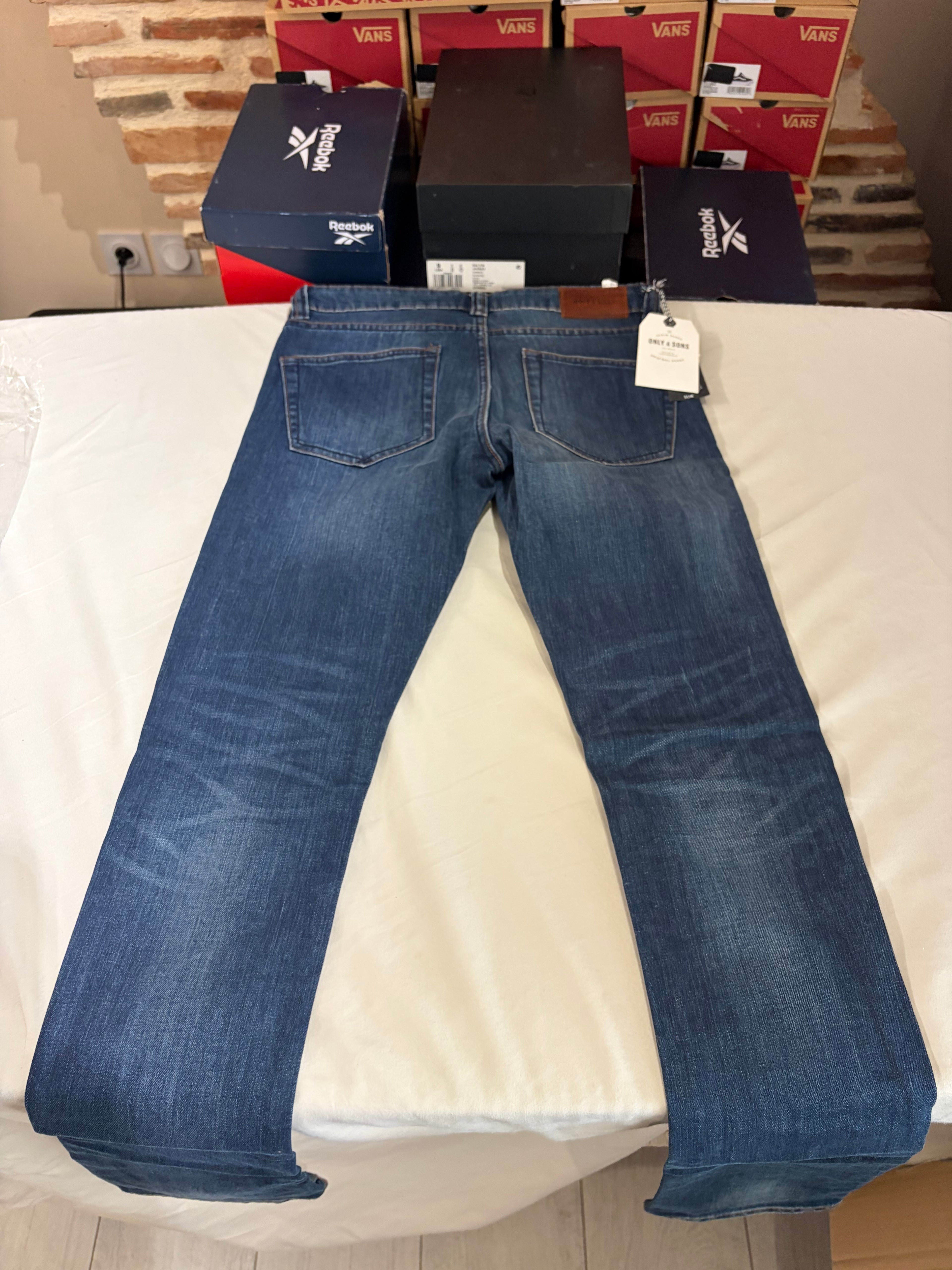 Only & Sons Jean Homme Slim Bleu Denim 28/32 Neuf avec Étiquettes