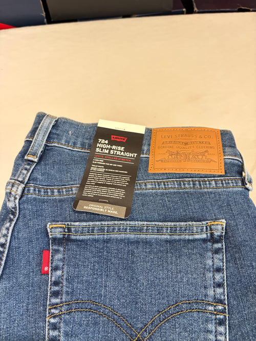 Jean Levi's® 724 High-Rise Slim Straight Femme Bleu Denim – Taille 32 – Neuf avec Étiquette