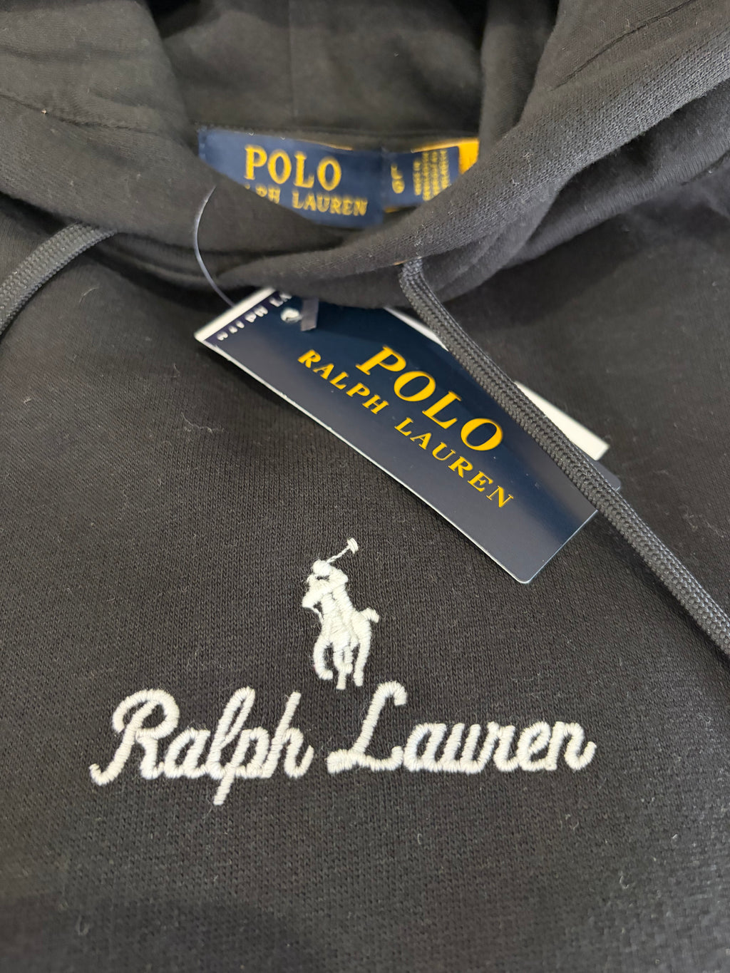 Polo Ralph Lauren Sweat à Capuche Homme Noir Logo Brodé Signature Taille L