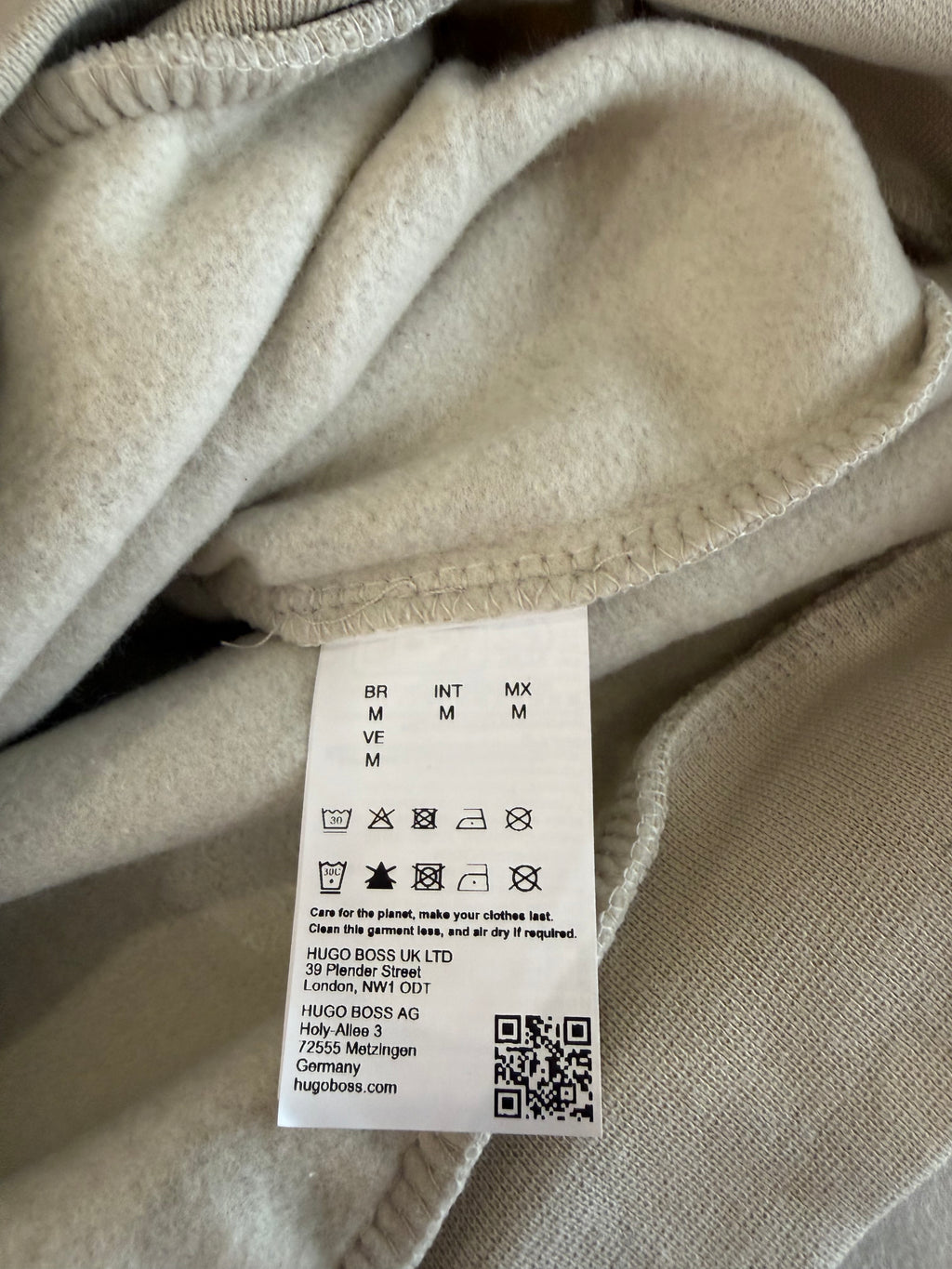 Sweat à capuche BOSS Wetalk Écru Homme M - Logo ton sur ton - Neuf