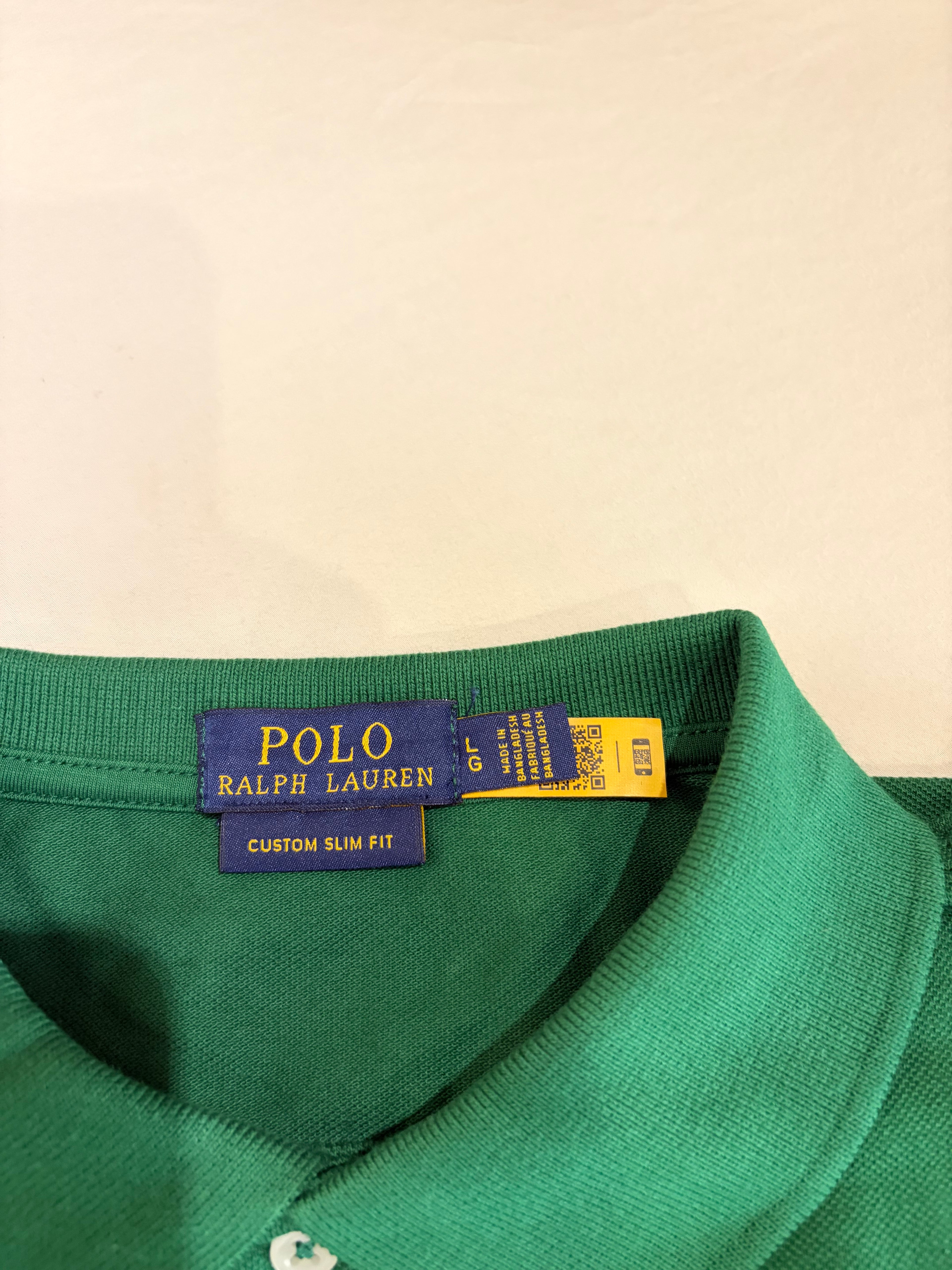 Polo Ralph Lauren Custom Slim Fit Homme Vert Logo Violet – Taille L – Neuf avec étiquette