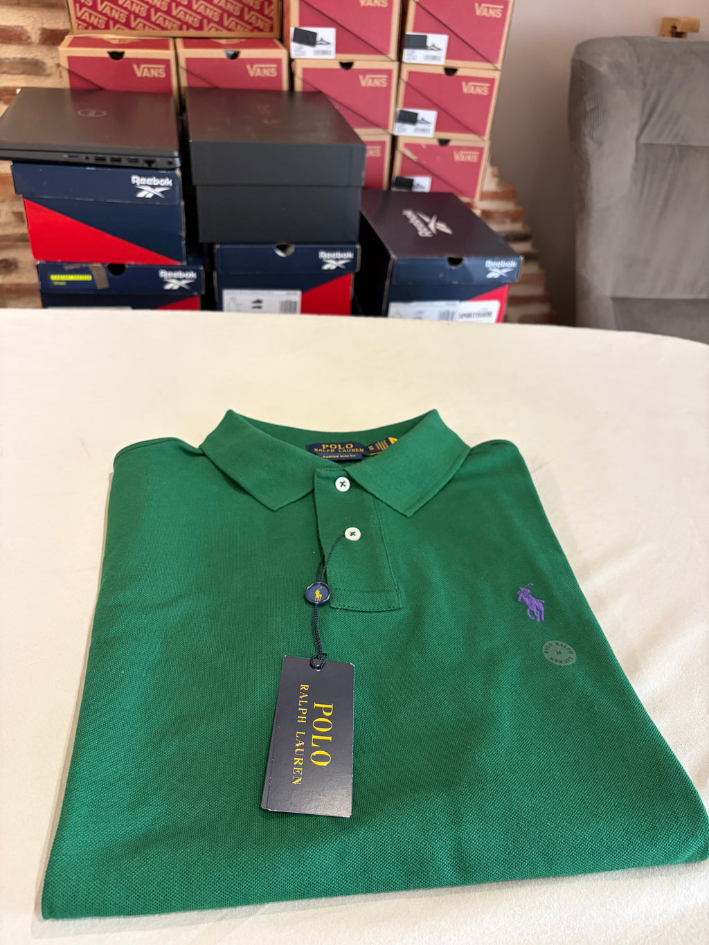 Polo Ralph Lauren Custom Slim Fit Vert Logo Violet Homme Taille M – Neuf avec étiquette