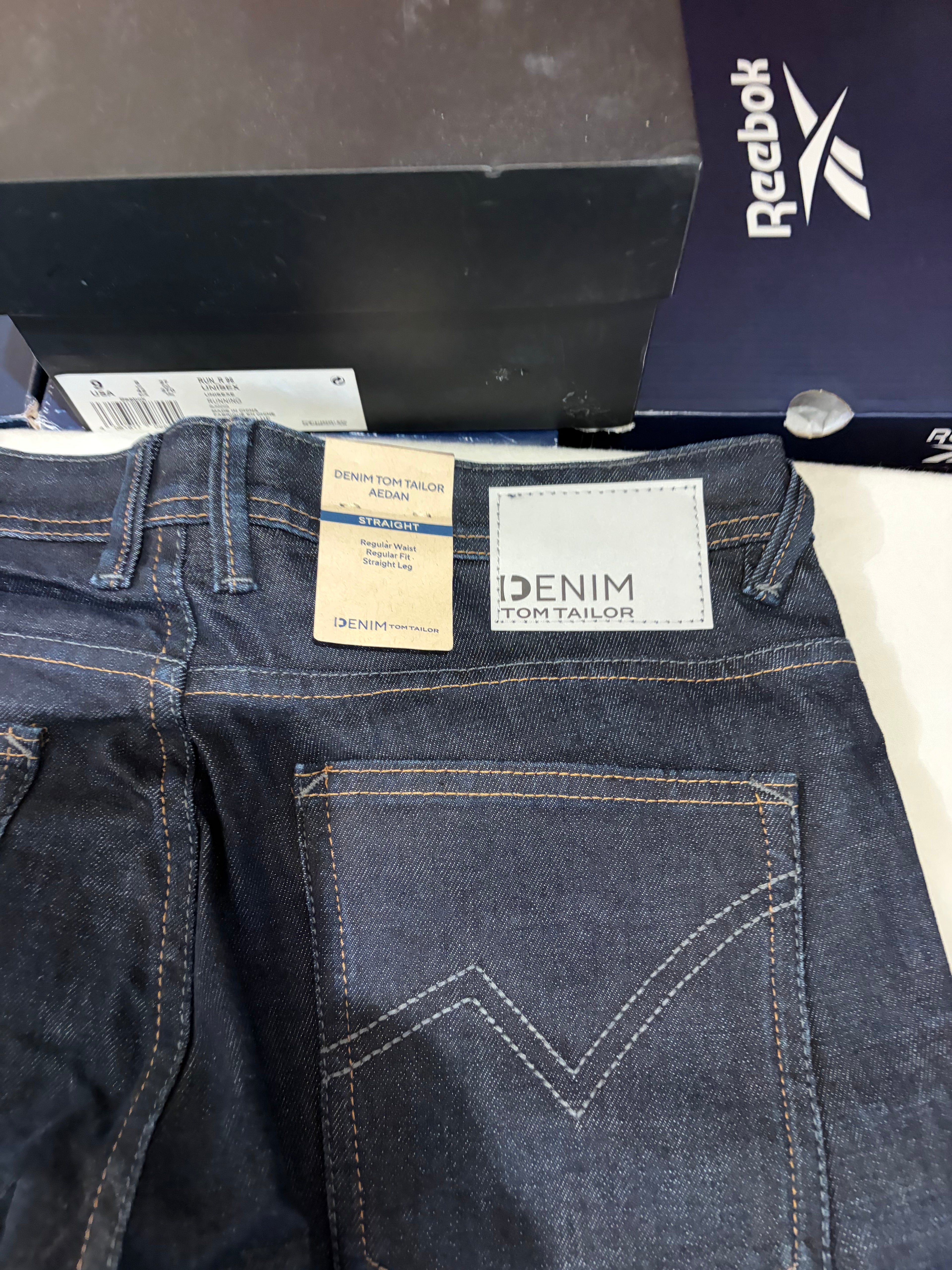 Jean Tom Tailor Denim Aedan Straight Homme Bleu Brut Foncé – Neuf avec étiquettes – Taille 30/34