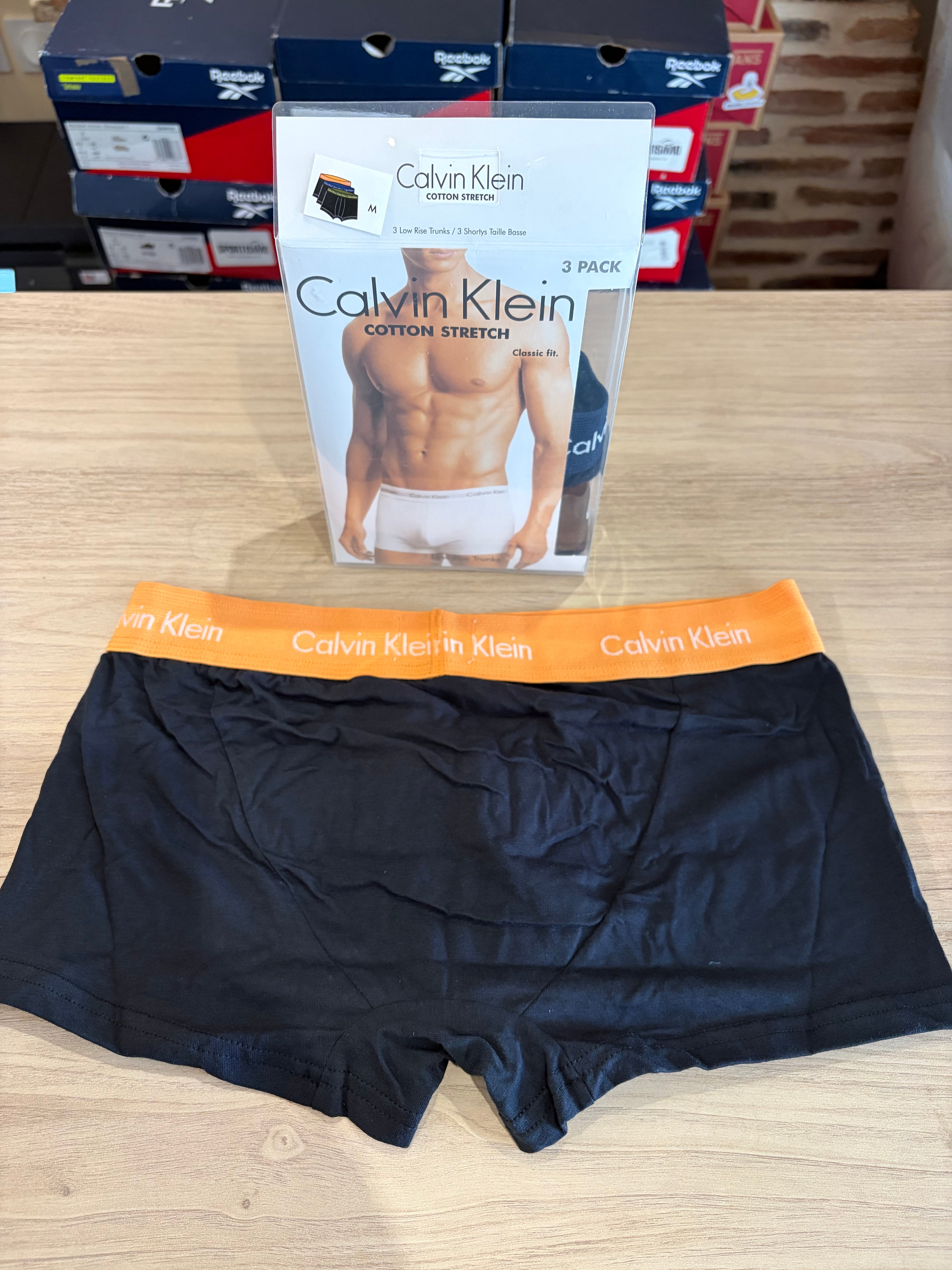 Calvin Klein – Lot de 3 Boxers Cotton Stretch Low Rise Trunks Homme – Taille M