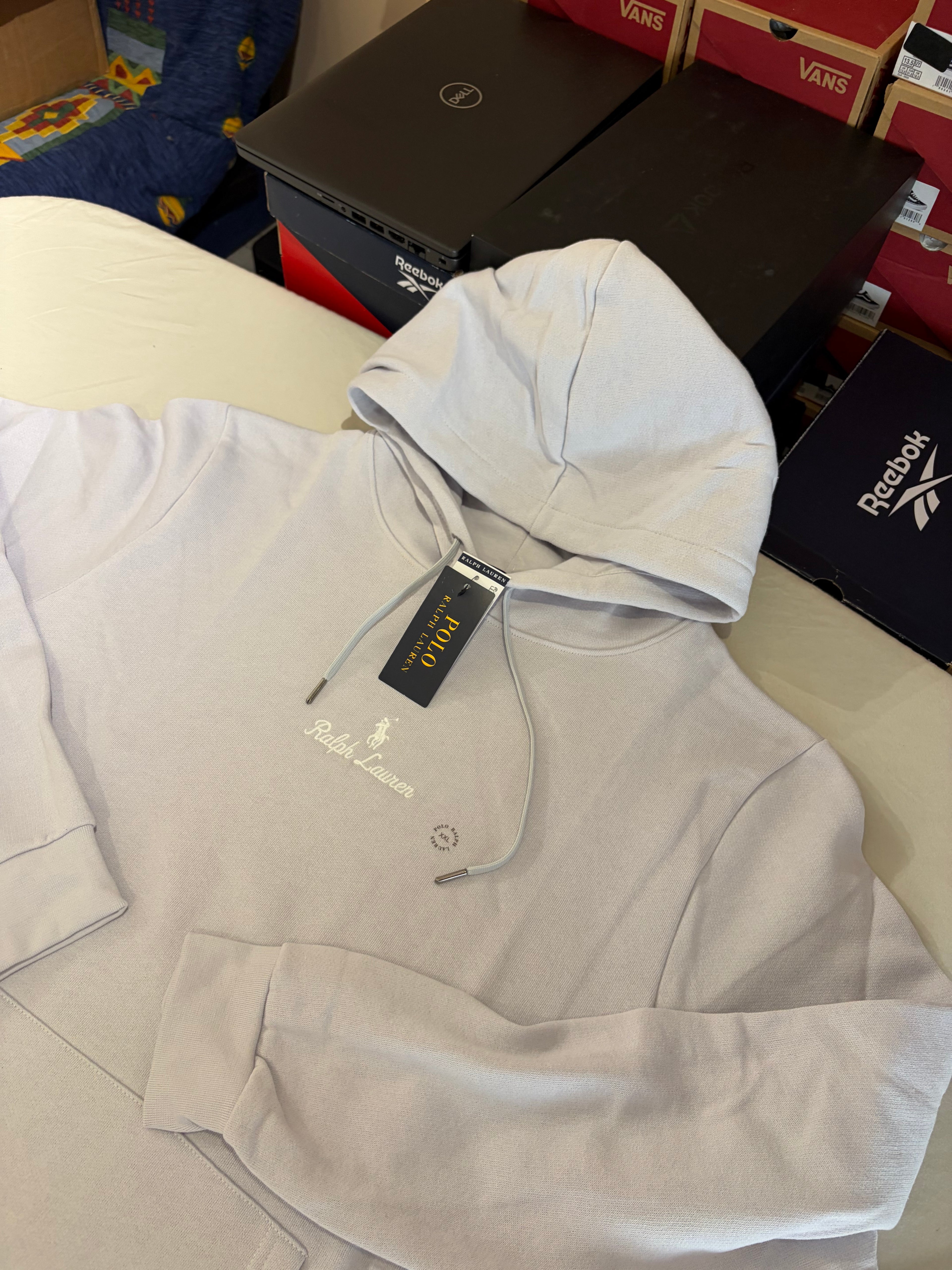 Sweat à capuche Polo Ralph Lauren Gris Perle Homme XXL - Logo brodé - Neuf