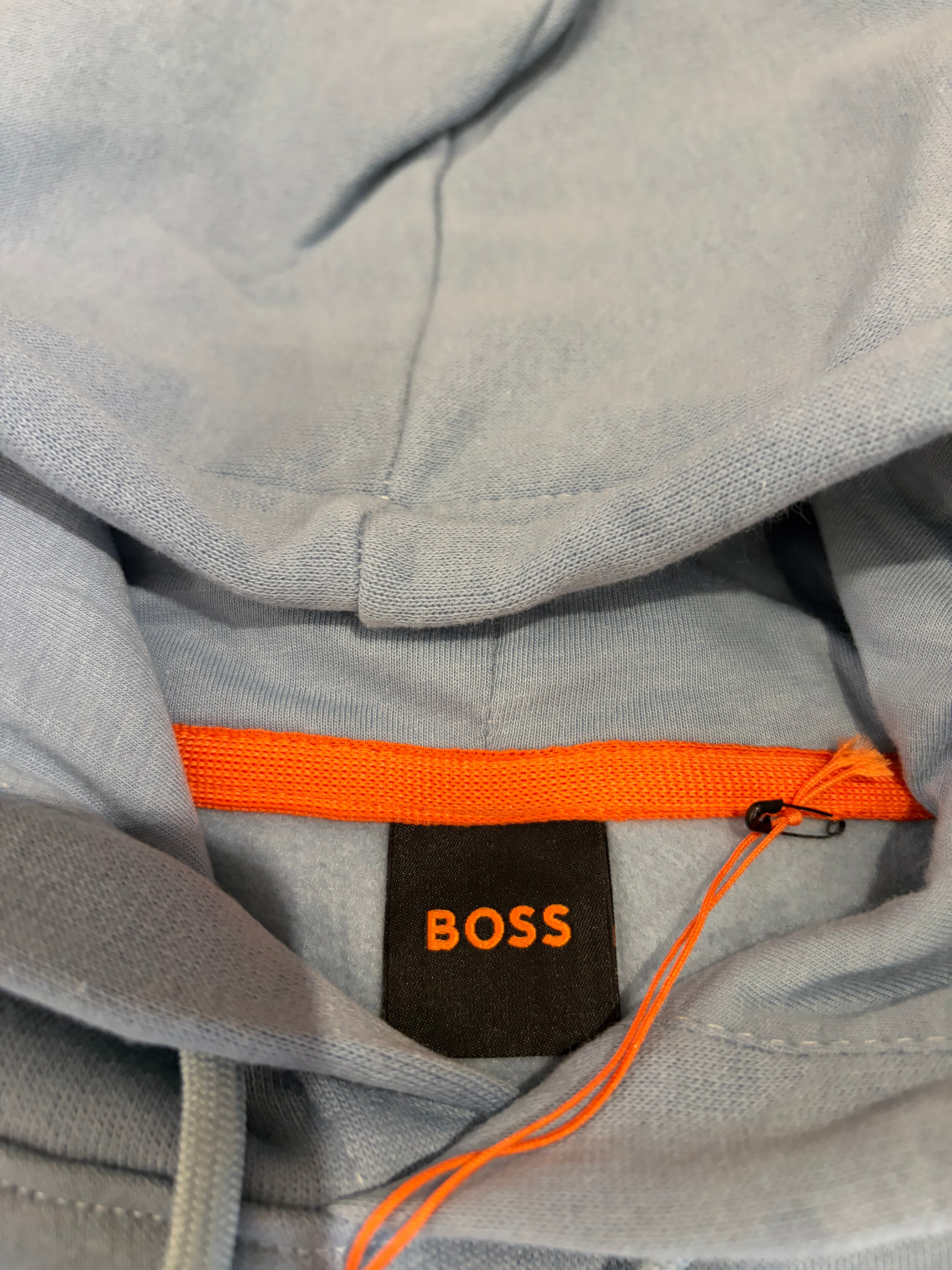 BOSS – Sweat à Capuche Homme Bleu Ciel Logo Patch – Taille M