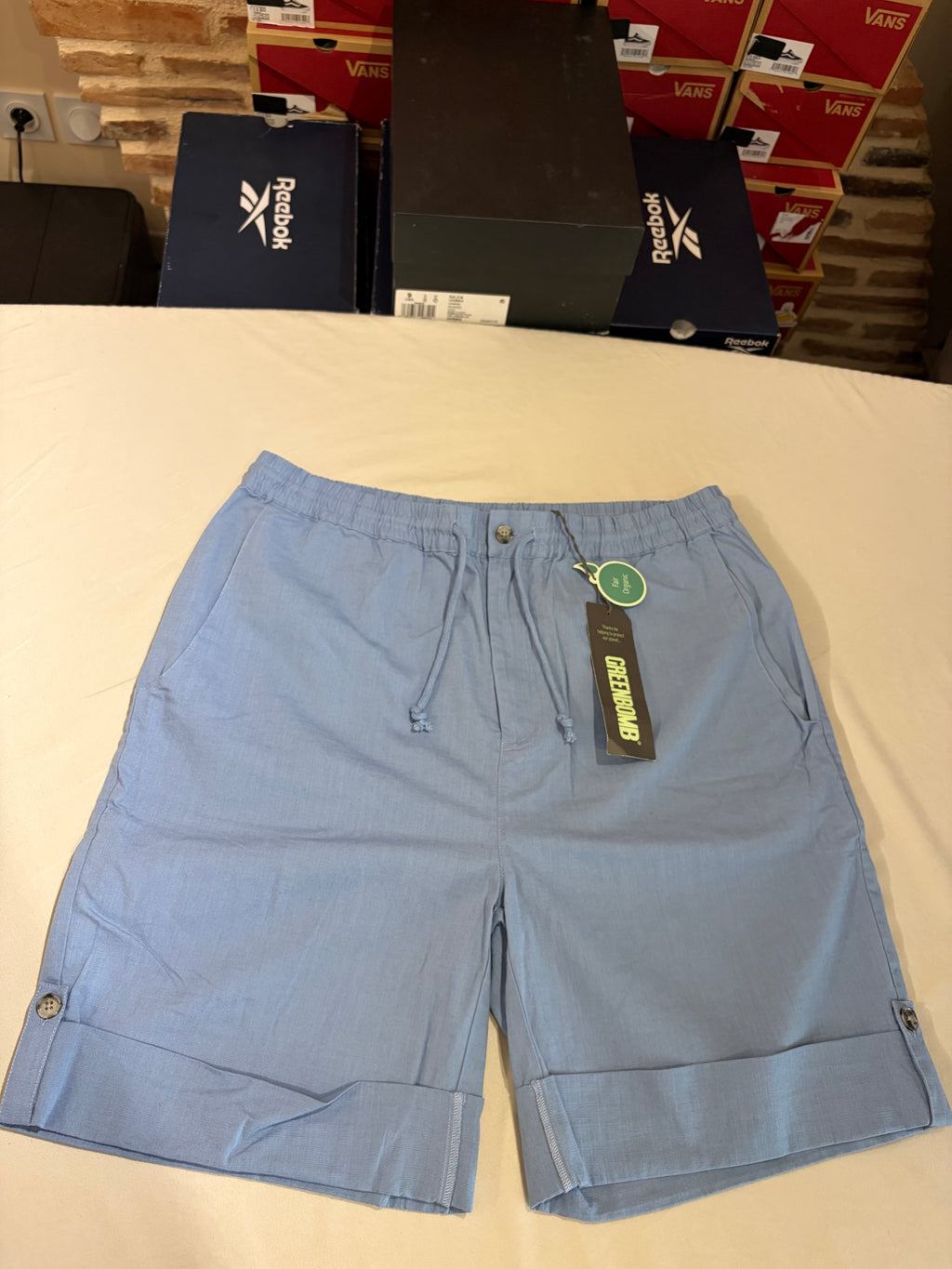 Short Greenbomb Right Sky Blue Fair Organic Homme Taille L Neuf avec Étiquette