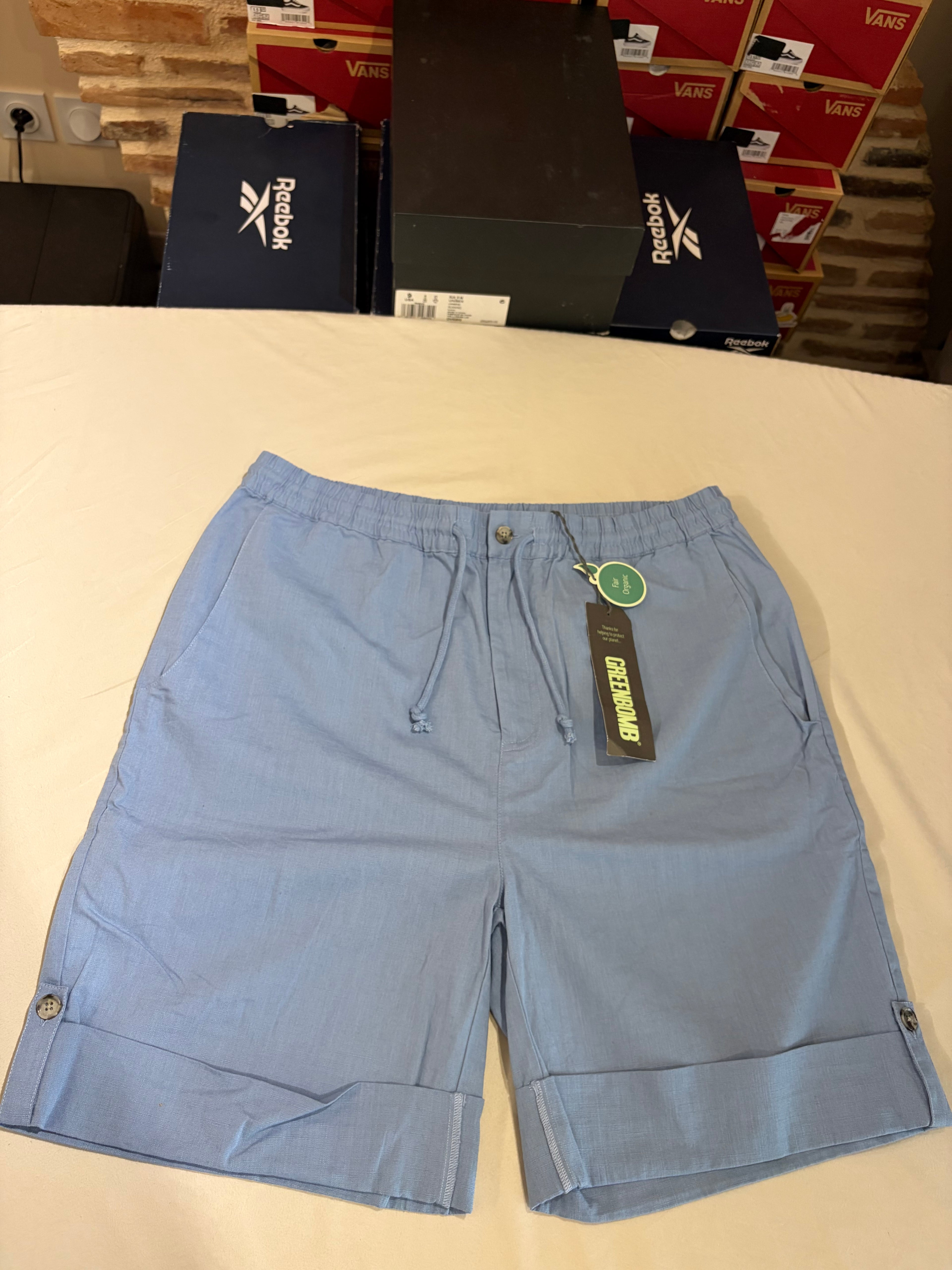 Short Greenbomb Right Sky Blue Fair Organic Homme Taille L Neuf avec Étiquette