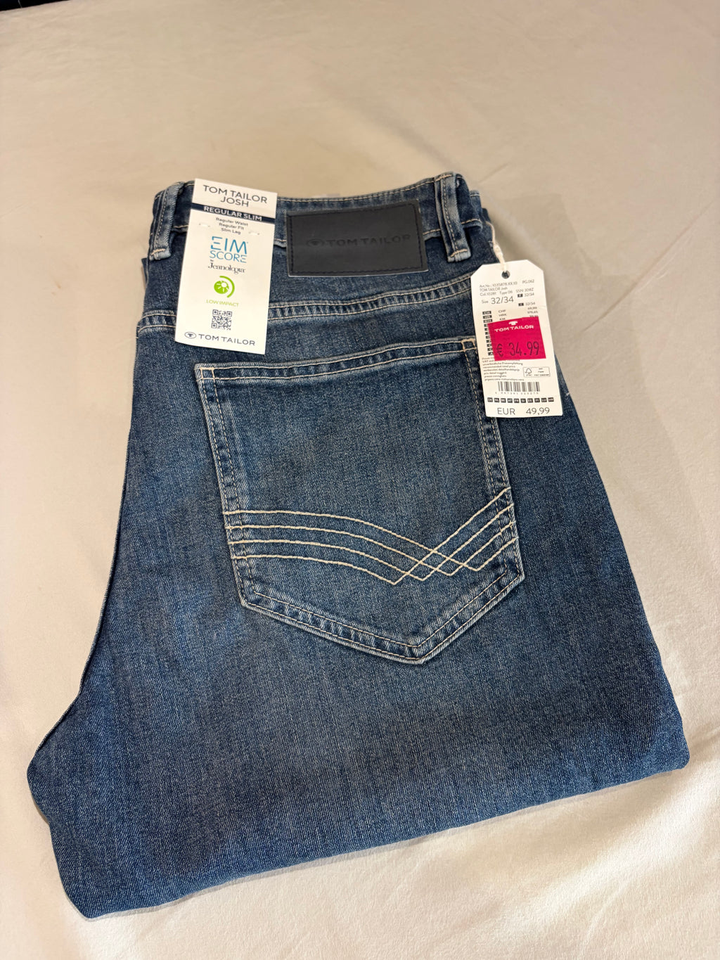 Jean Tom Tailor Josh Regular Slim Homme Bleu Denim 32/34 Neuf