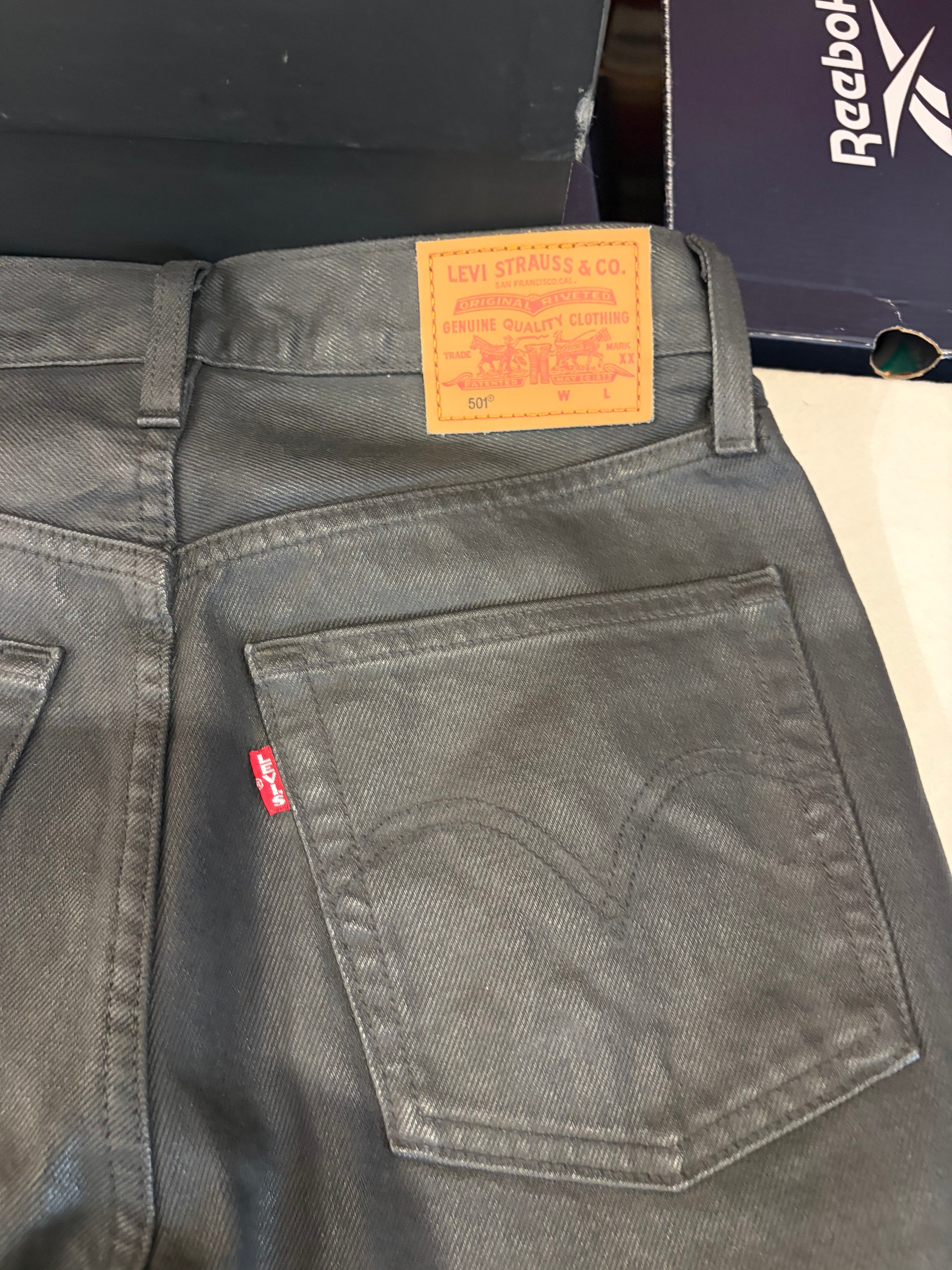 Levi's 501 Original Femme Neuf - Jean Enduit Gris Anthracite Taille 25x32