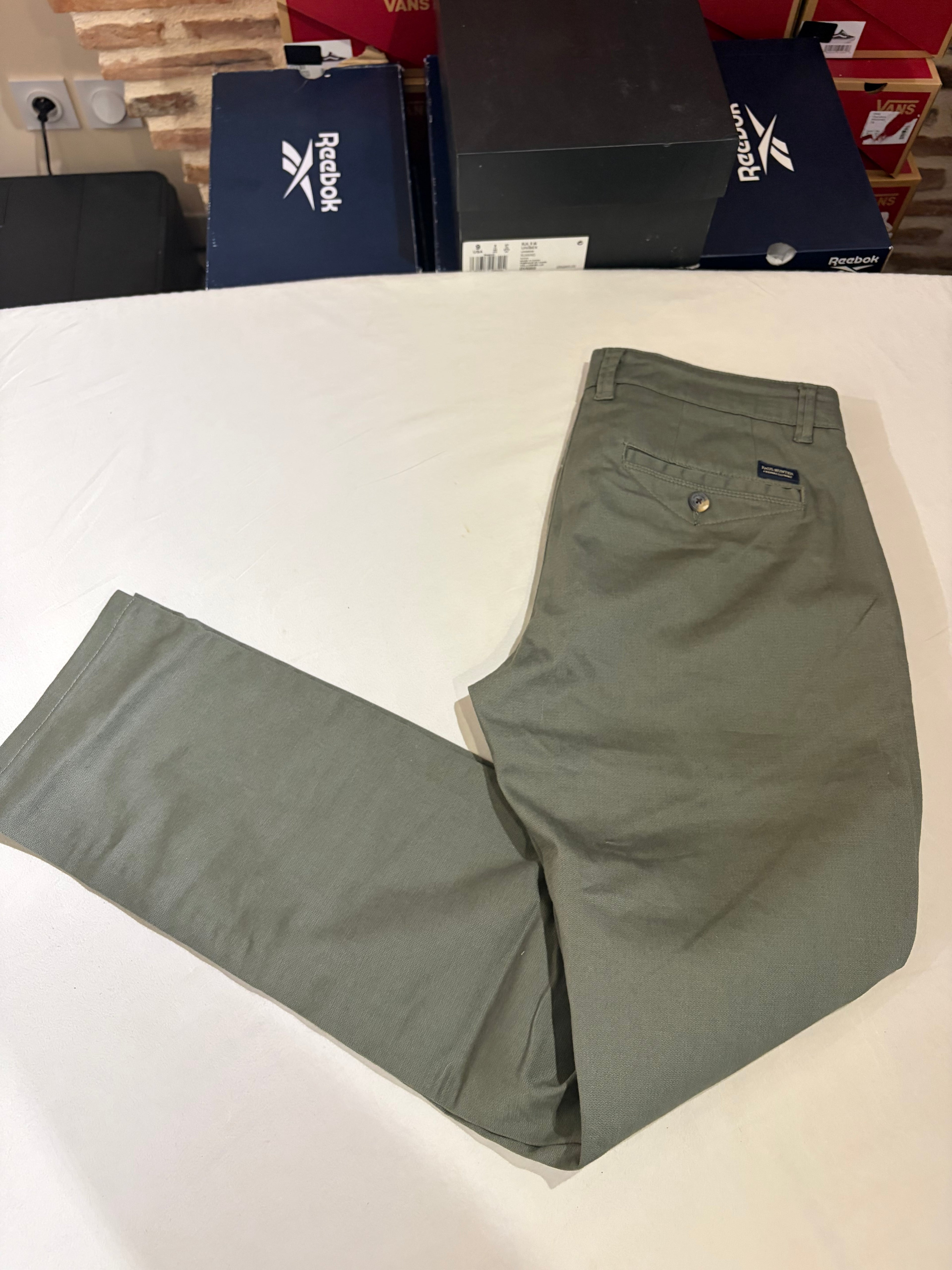 Pantalon Chino Paul Hunter Samuel Structure Slim Fit Olive Homme Neuf W33 L36