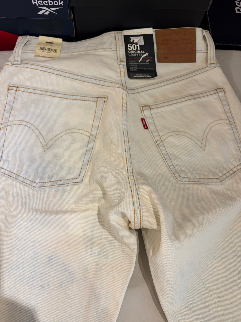 Jean Levi's 501 Original Cropped Femme Blanc Écru 25x26