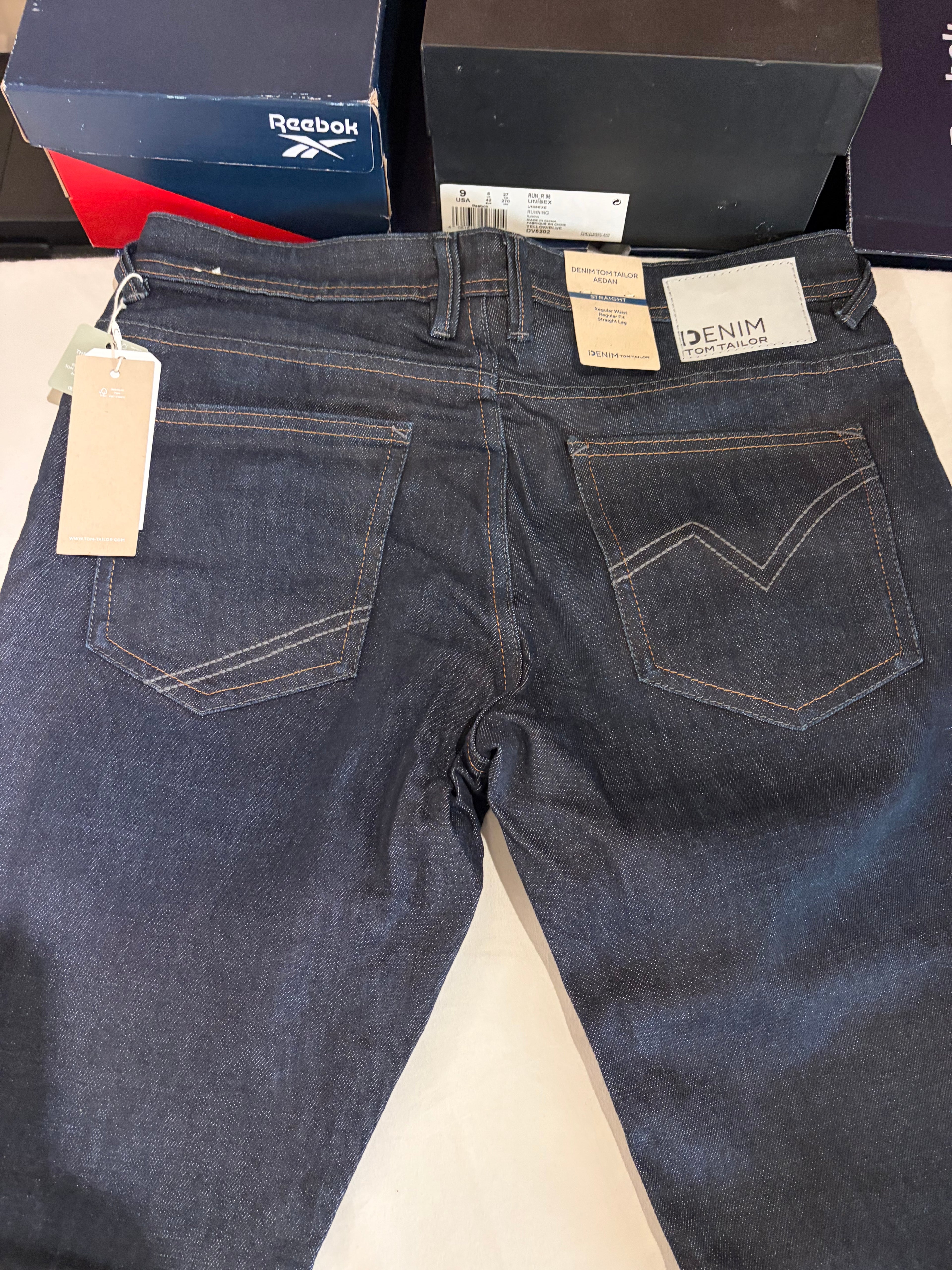 Jean Tom Tailor AEDAN Straight Homme Bleu Denim Brut 30/32 Neuf avec Étiquettes