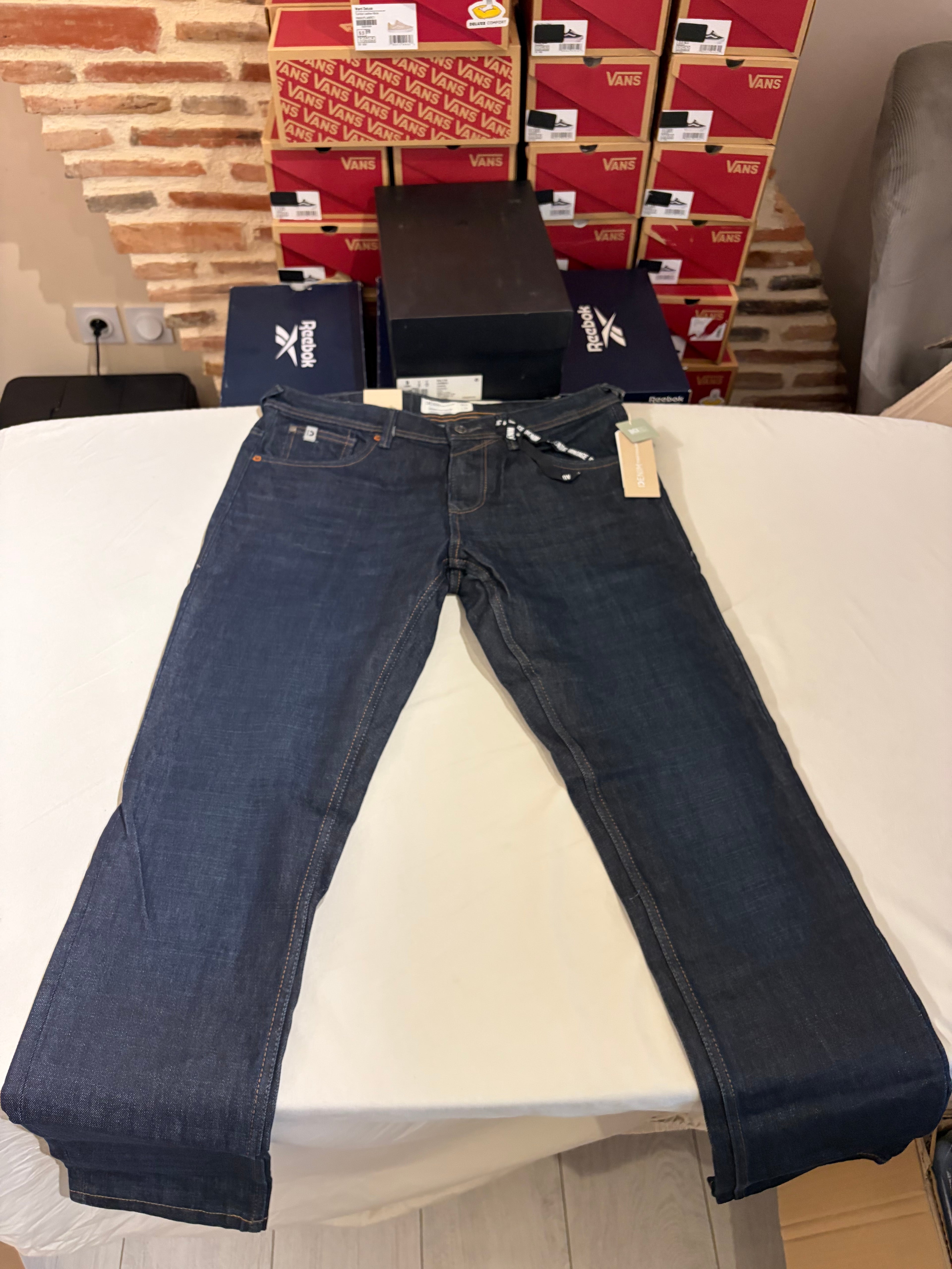 Jean Tom Tailor Denim Aedan Straight Homme Bleu Brut Foncé – Neuf avec étiquettes – Taille 31/34