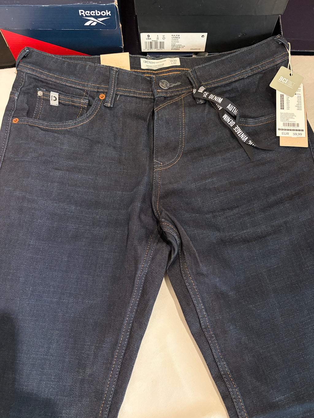 Jean Tom Tailor AEDAN Straight Homme Bleu Denim Brut 30/32 Neuf avec Étiquettes