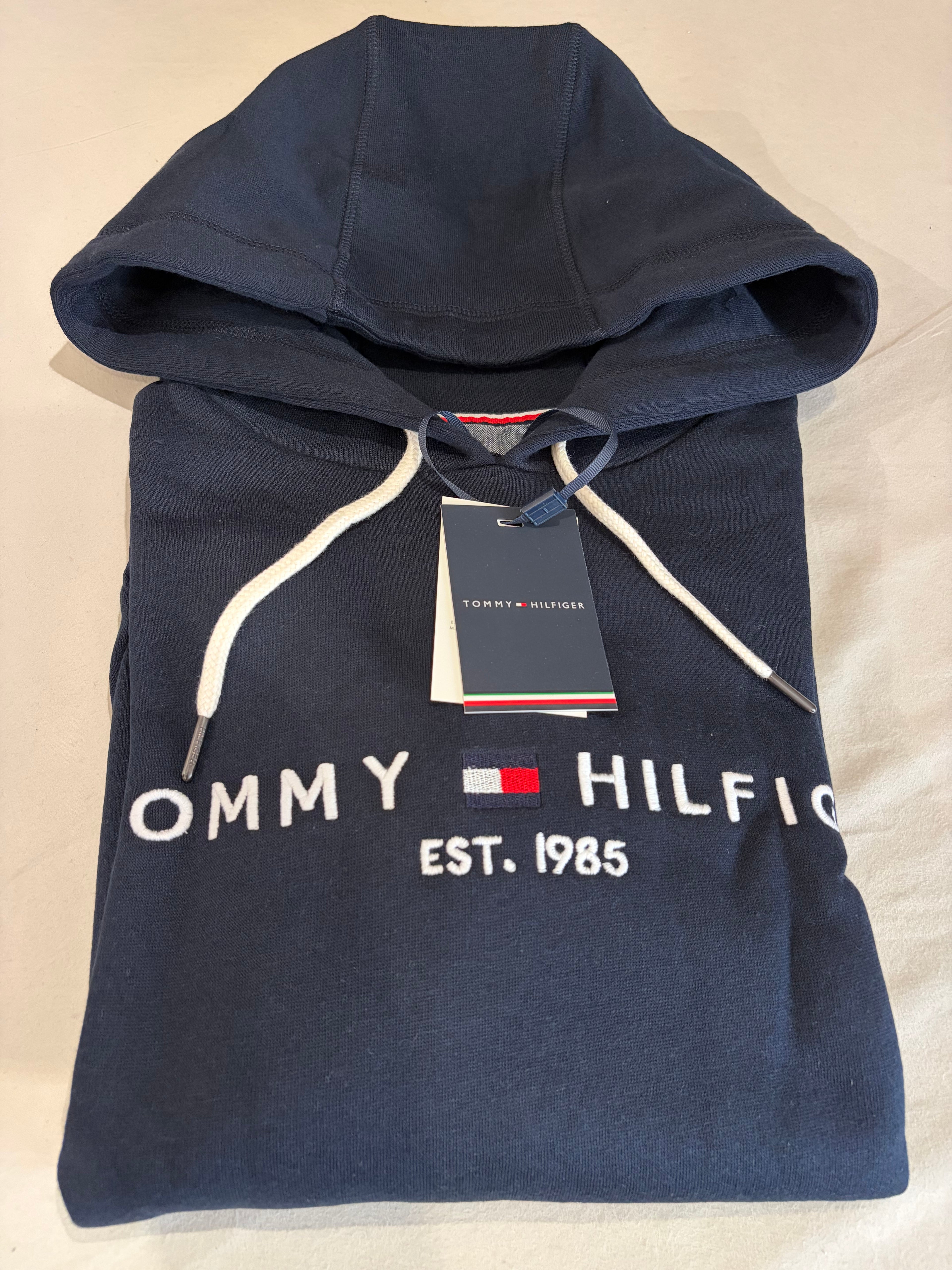 Sweat à Capuche Tommy Hilfiger Homme Bleu Marine – Logo Brodé EST. 1985 – Taille XL – Neuf