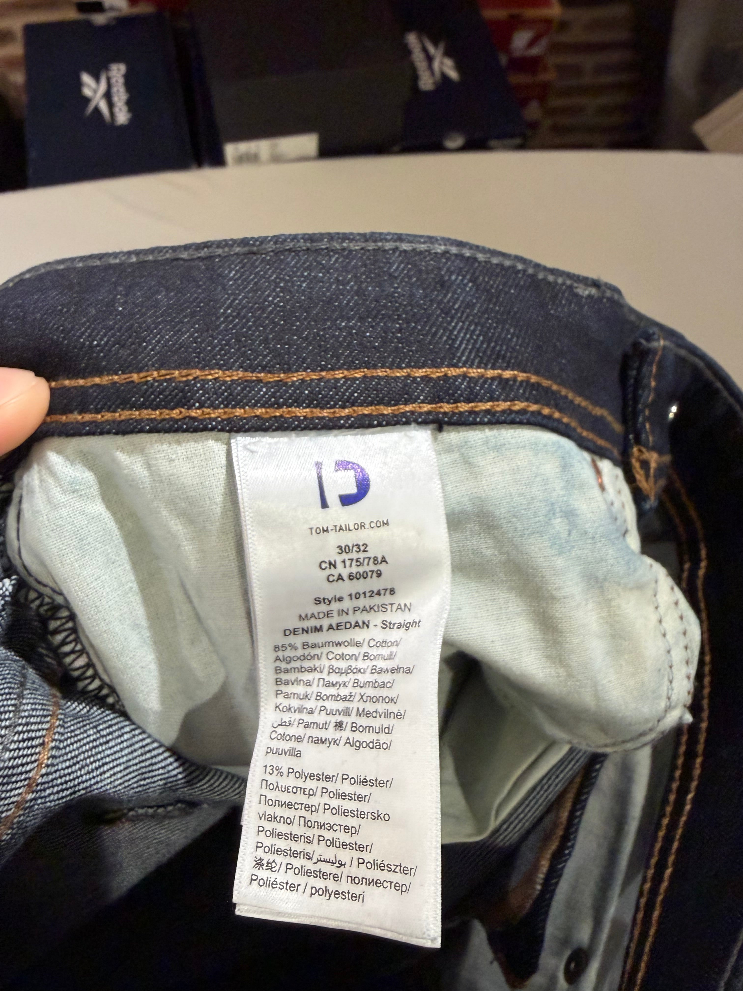 Jean Tom Tailor Denim Aedan Straight Homme Bleu Brut – Neuf avec étiquettes – Taille 30/32