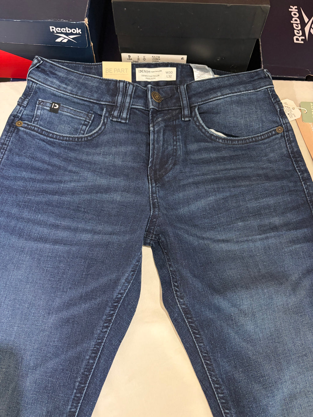 Tom Tailor Denim PIERS Jean Homme Slim Bleu Denim 30/32 Neuf avec Étiquettes