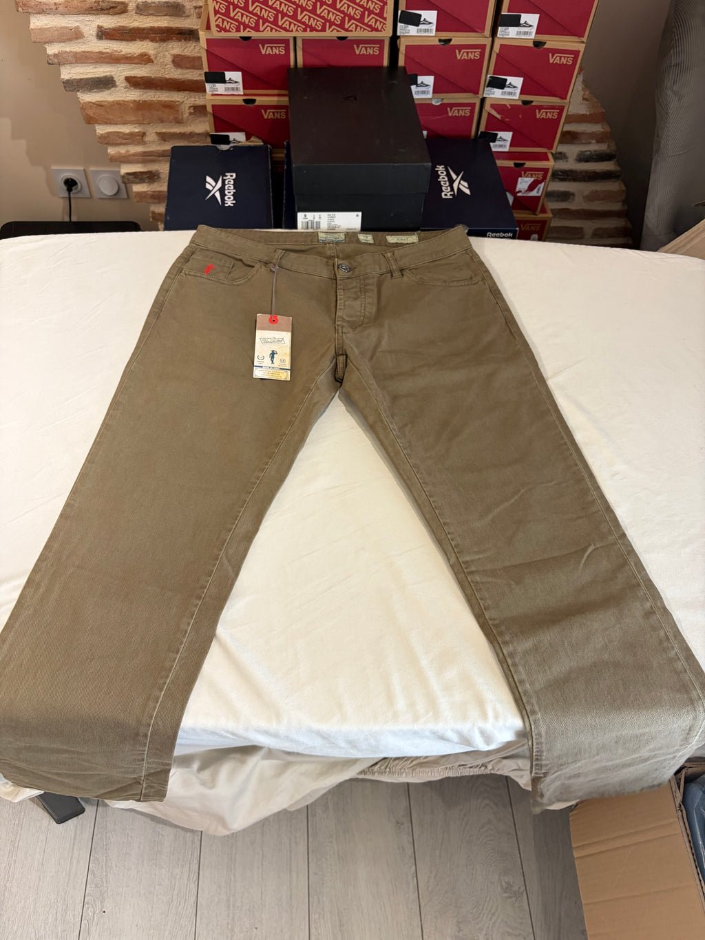 Unlimited Royal Blue Pantalon Slim Fit Homme Beige Taille 34 Neuf avec Étiquette