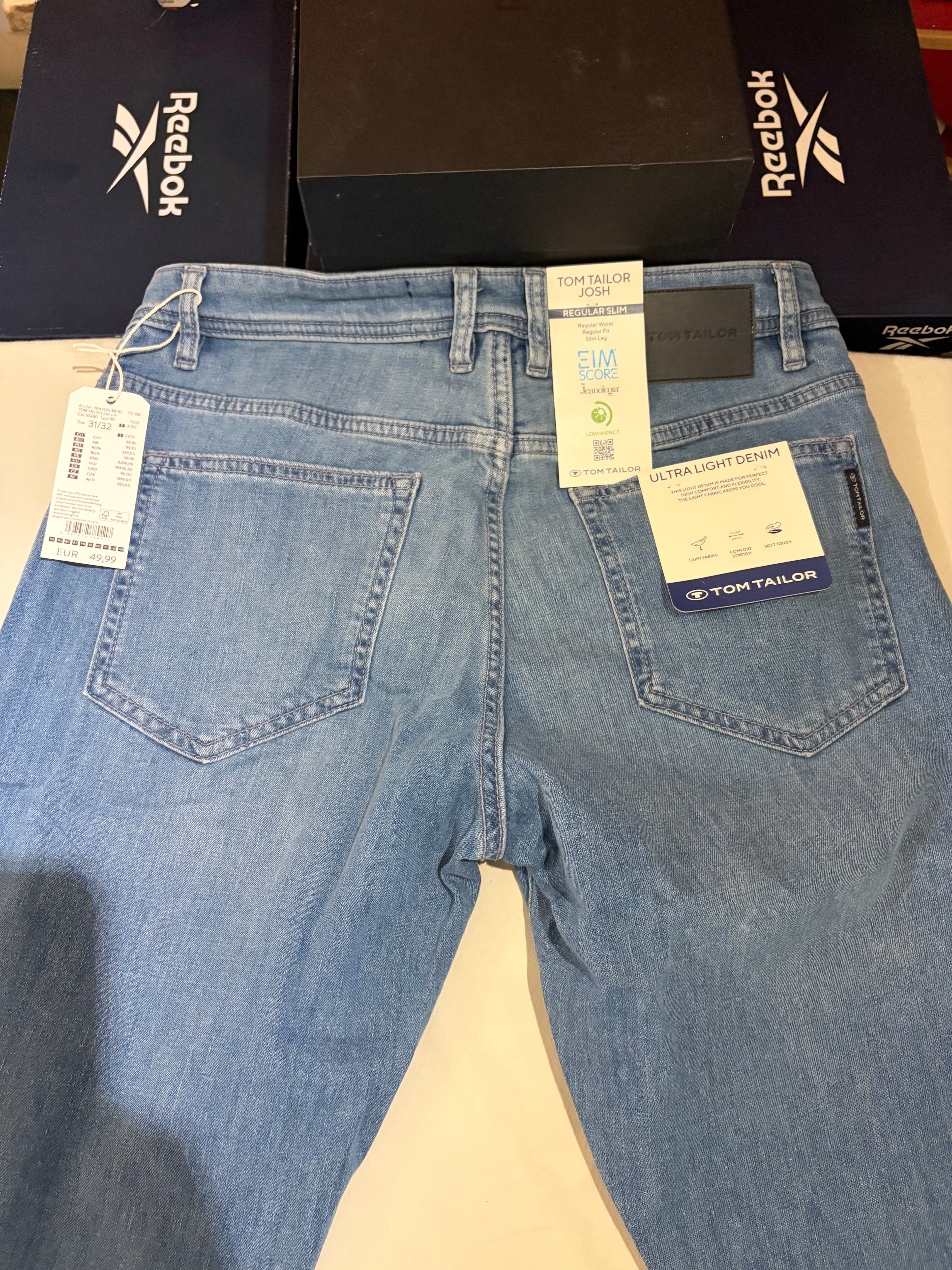 Jean Tom Tailor Josh Regular Slim Ultra Light Denim Homme Bleu Clair – Neuf avec étiquettes – Taille 31/32