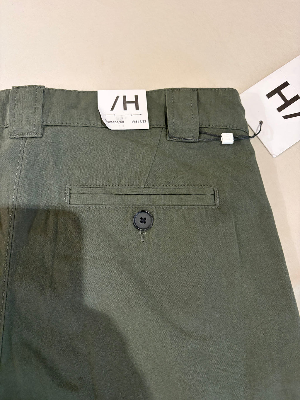 Pantalon Chino Selected Homme Slim Tapered Kaki Rosin – Neuf avec étiquette – Taille 31/32