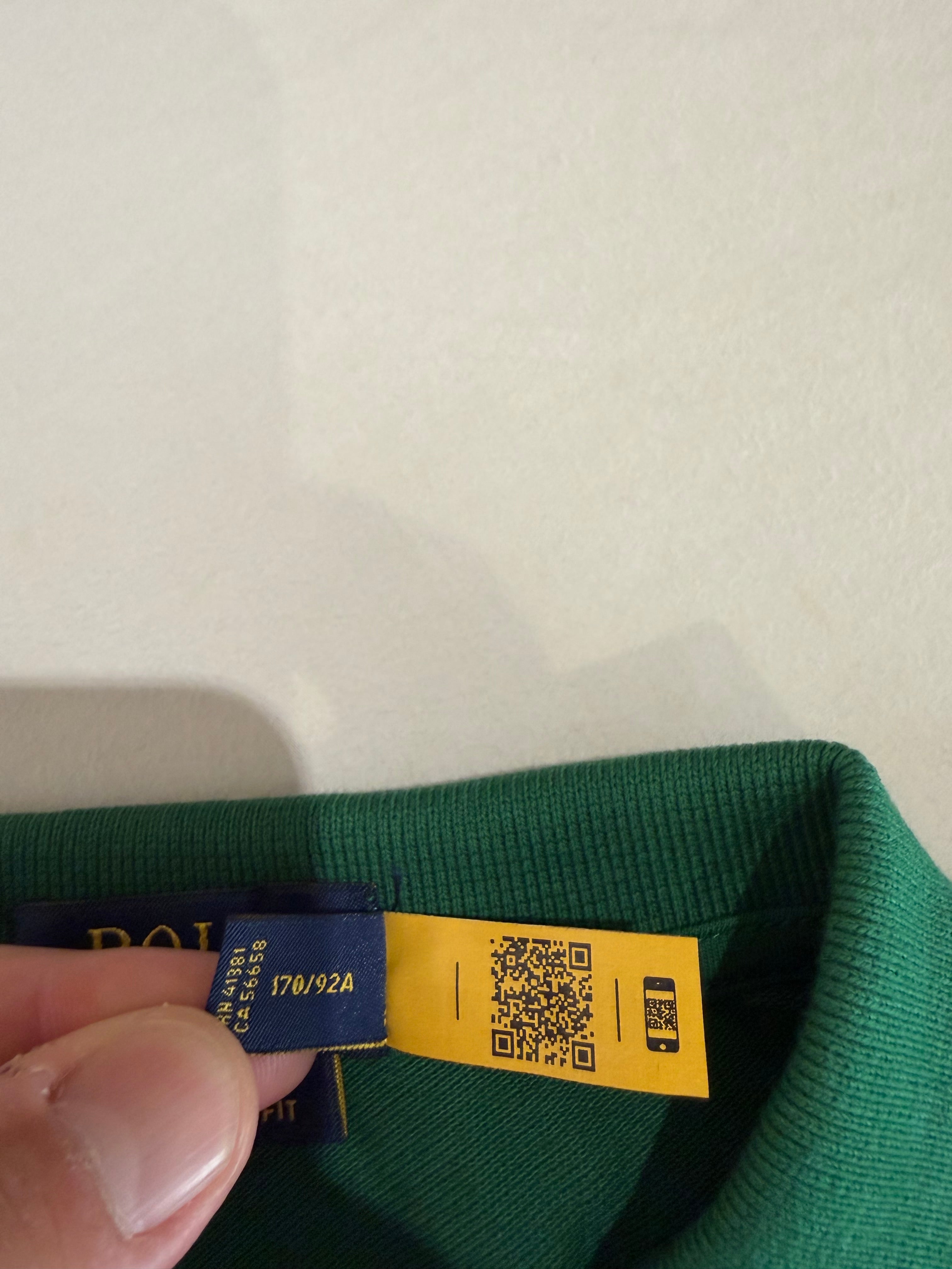 Polo Ralph Lauren Custom Slim Fit Homme Vert Logo Violet – Taille L – Neuf avec étiquette