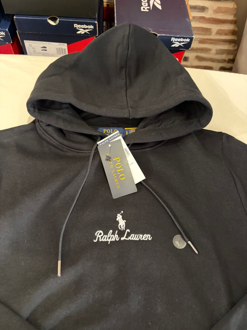 Sweat à capuche Polo Ralph Lauren Logo Double-Knit Noir Homme Taille S