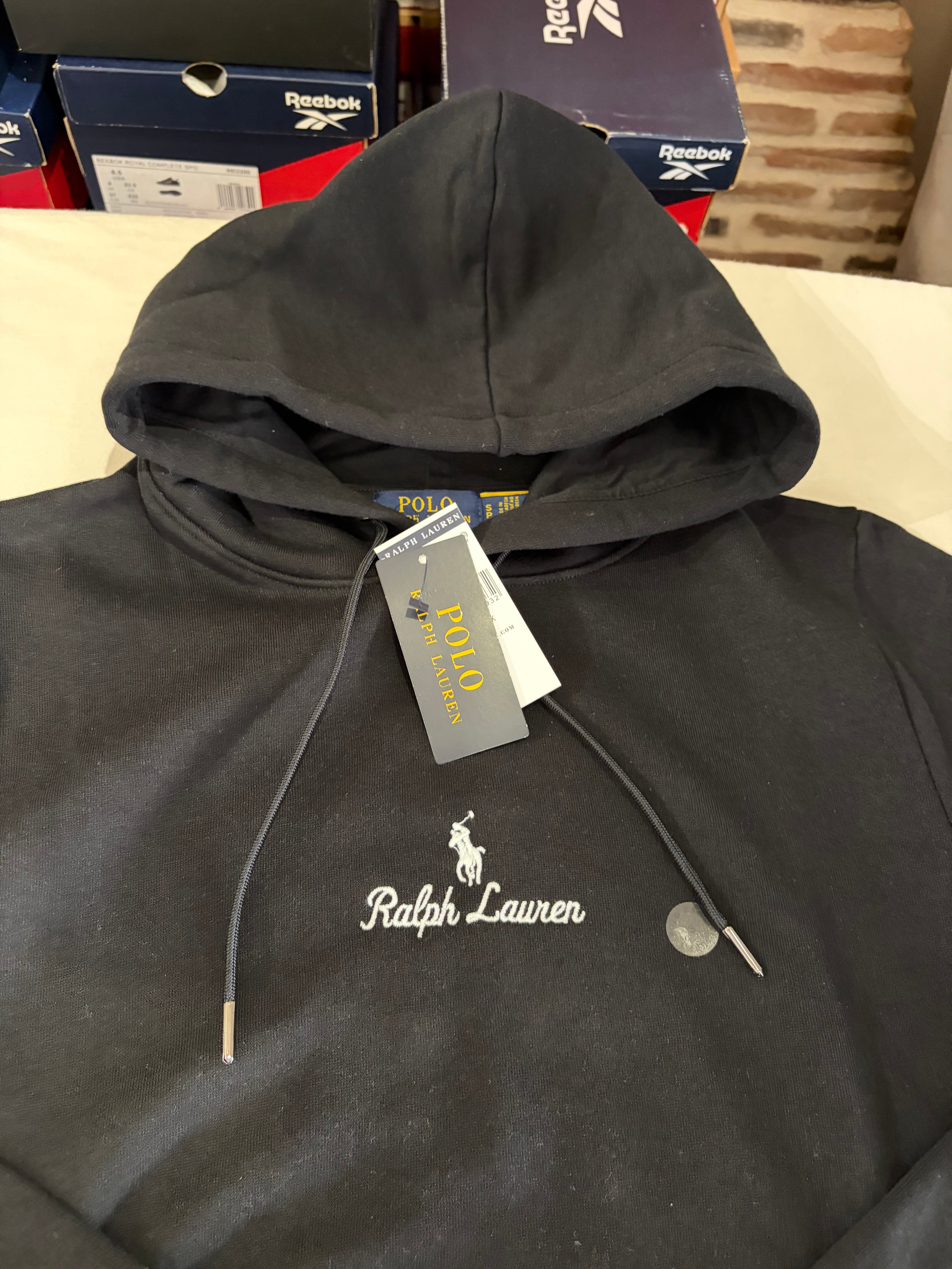 Sweat à capuche Polo Ralph Lauren Logo Double-Knit Noir Homme Taille S