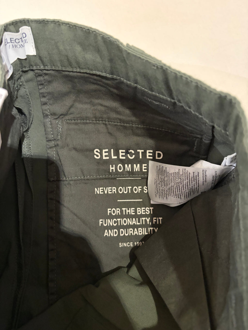 Pantalon Chino Selected Homme Slim Tapered Kaki Rosin – Neuf avec étiquette – Taille 31/32