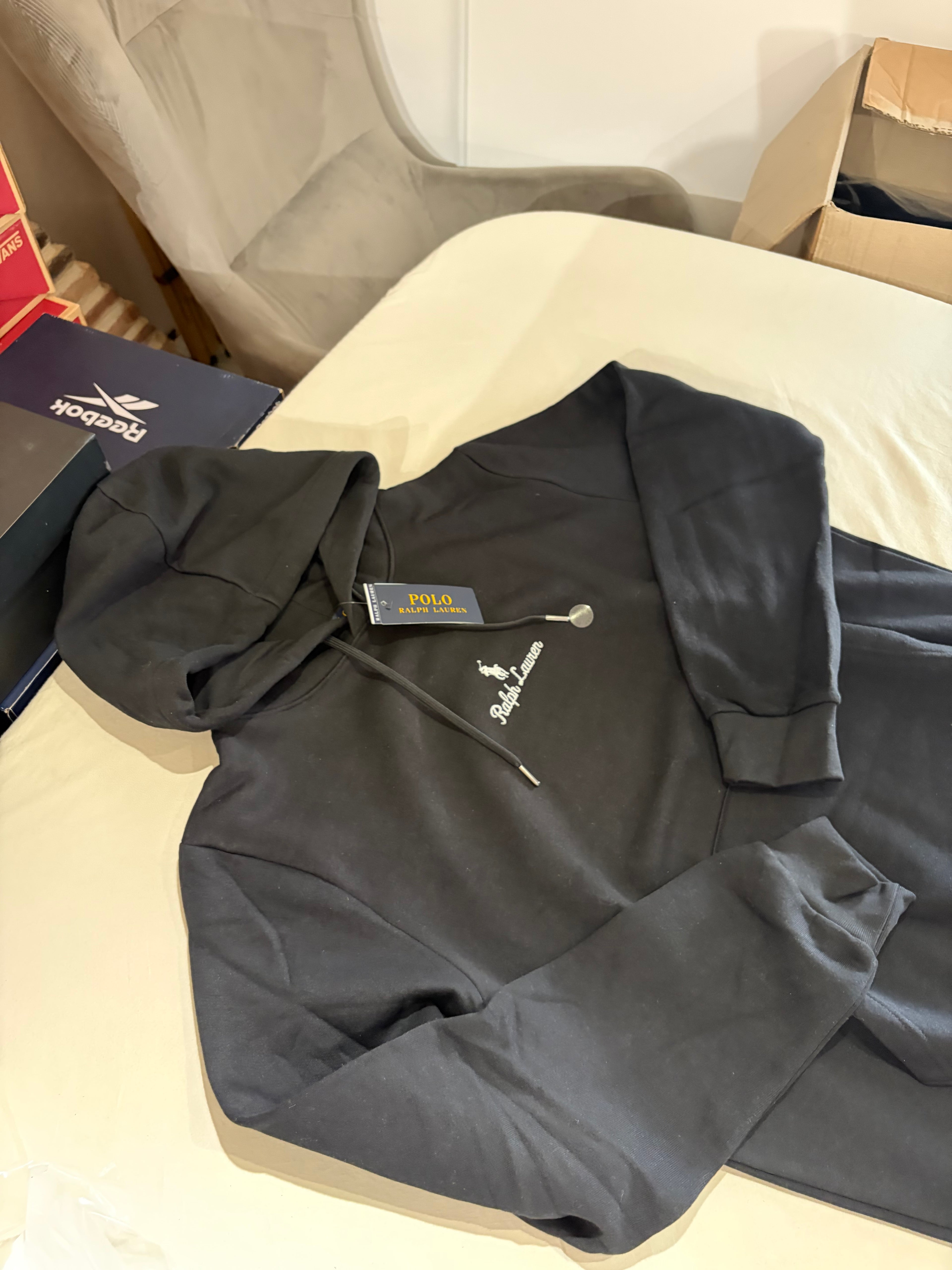 Polo Ralph Lauren Sweat à Capuche Homme Noir Logo Brodé Signature Taille L