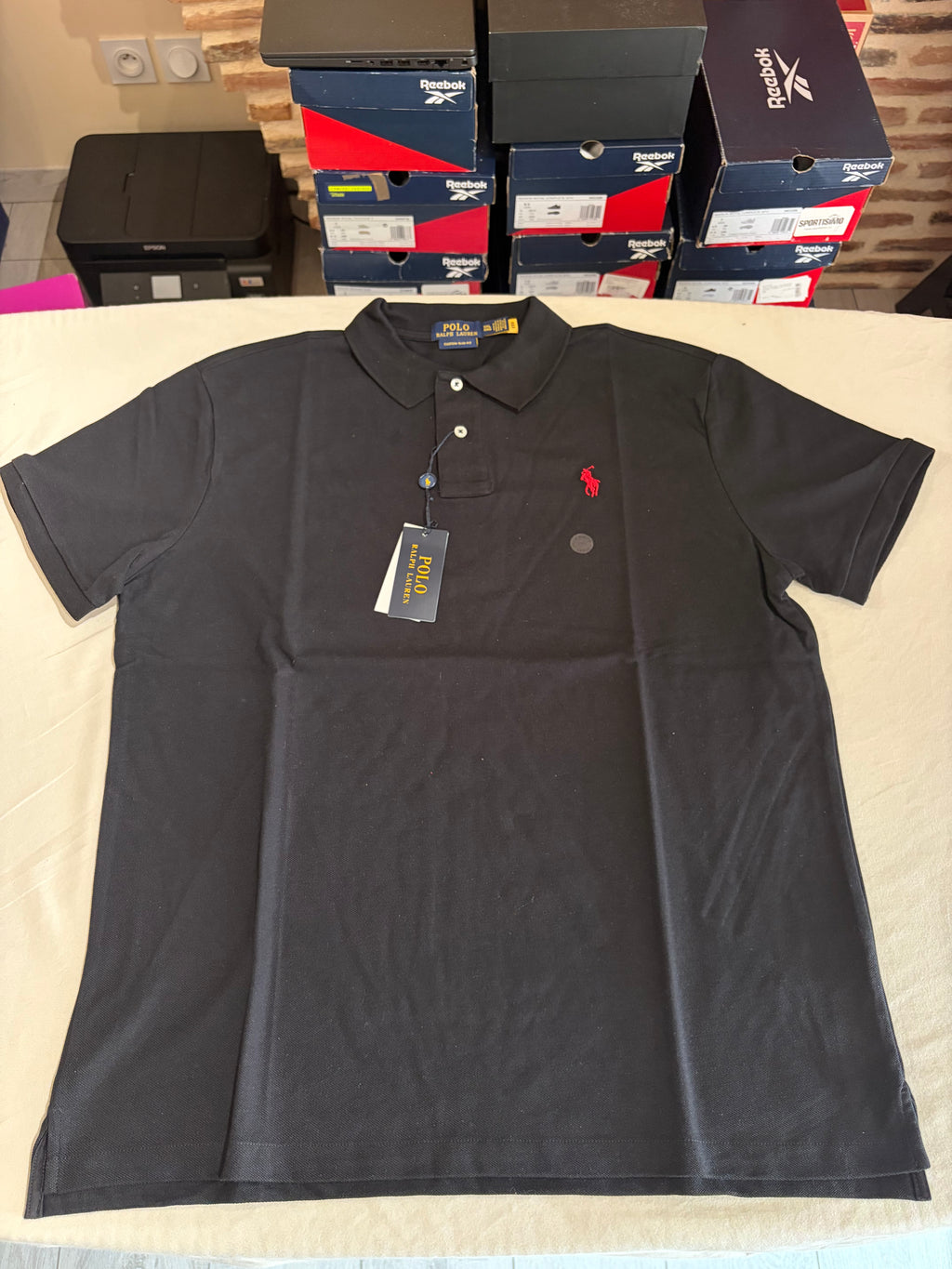 Polo Ralph Lauren Custom Slim Fit Noir Logo Rouge Homme Taille XXL – Neuf avec étiquette