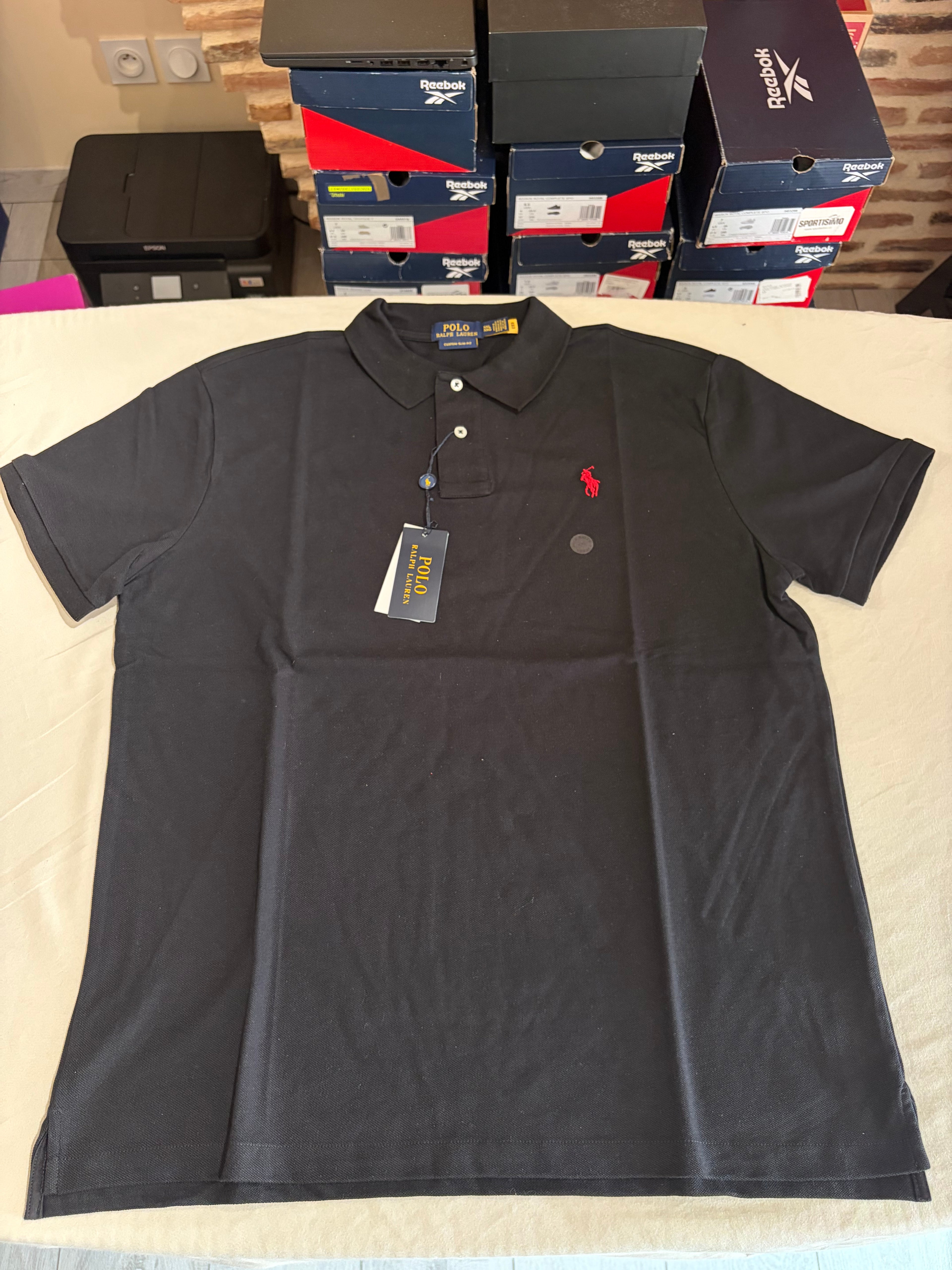 Polo Ralph Lauren Custom Slim Fit Noir Logo Rouge Homme Taille XXL – Neuf avec étiquette