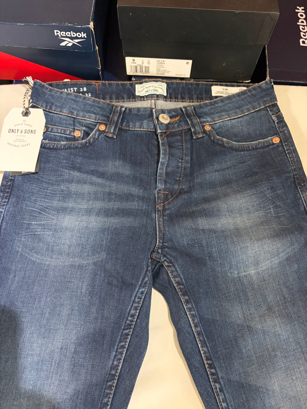 Only & Sons Jean Homme Slim Bleu Denim 28/32 Neuf avec Étiquettes