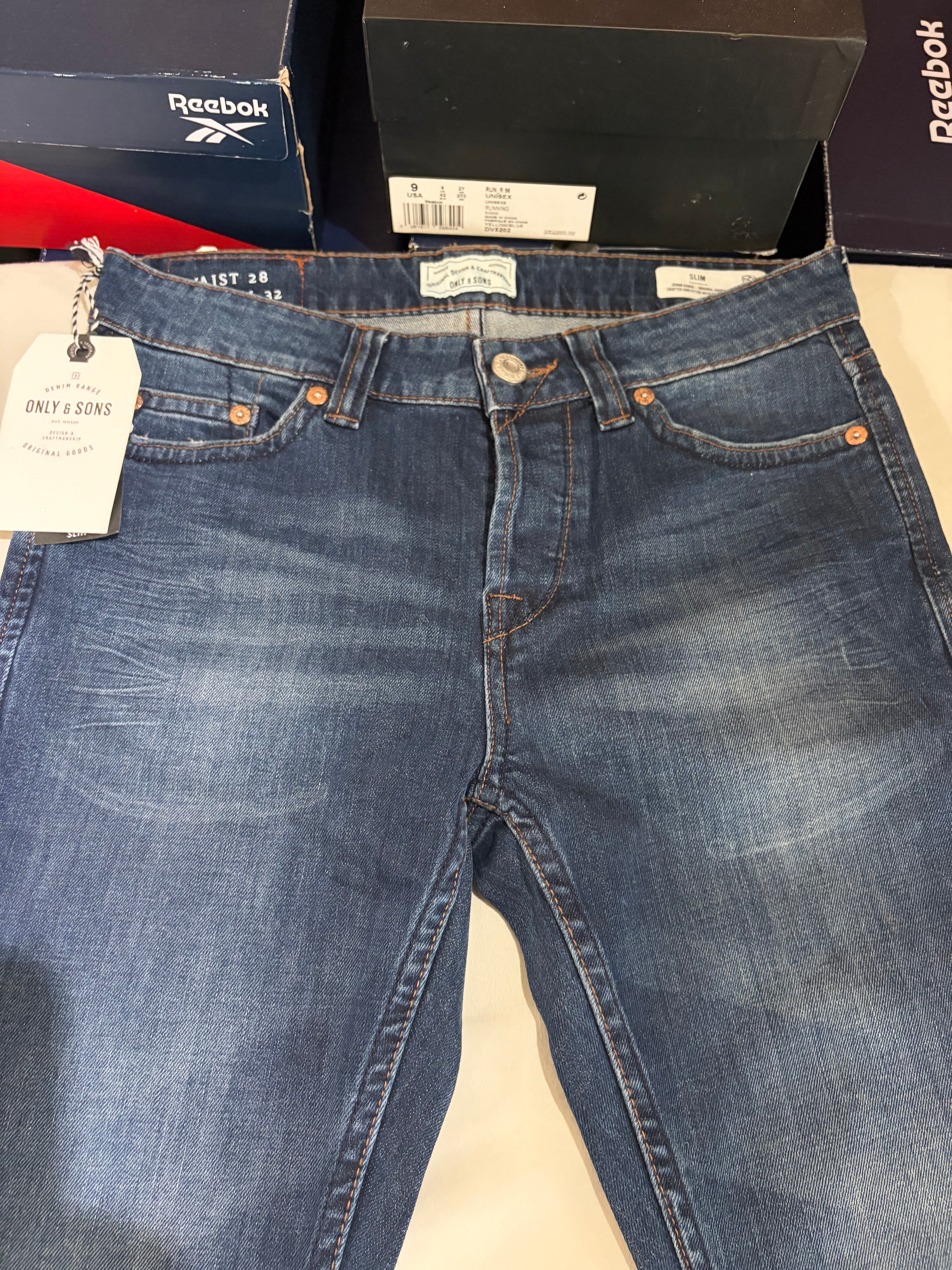 Only & Sons Jean Homme Slim Bleu Denim 28/32 Neuf avec Étiquettes