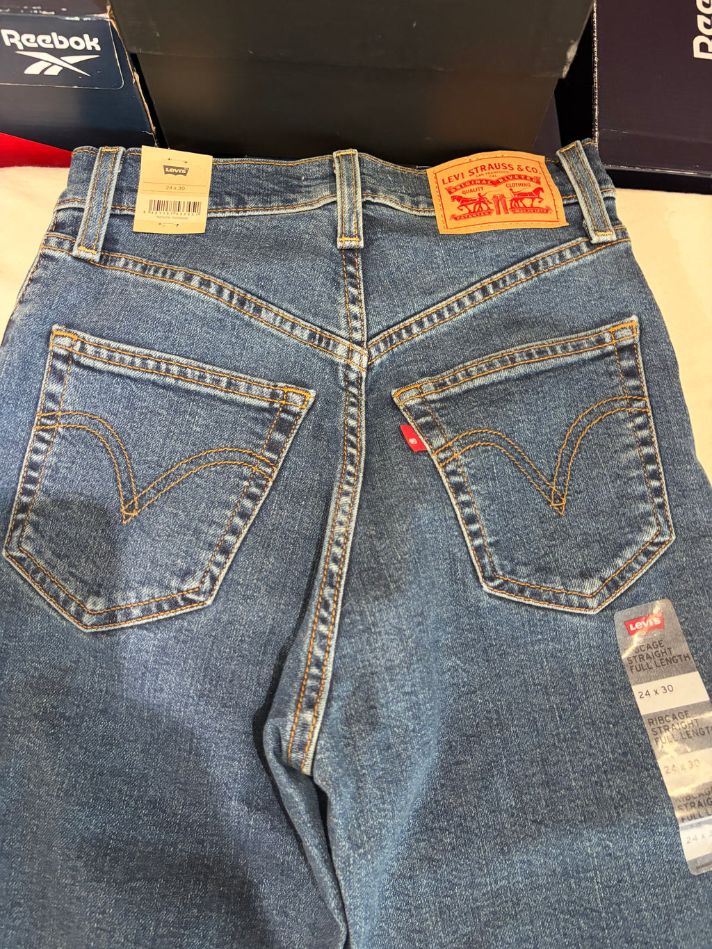 Levi's Ribcage Straight Full Length Femme Bleu Moyen 24x30 | Jean Taille Ultra Haute Neuf
