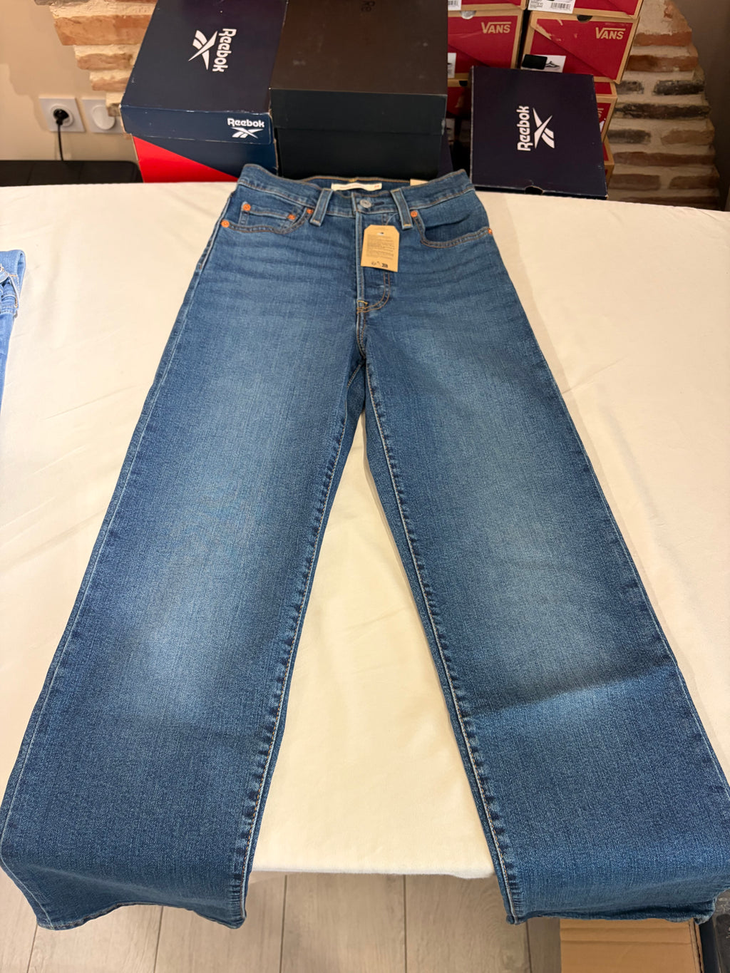 Levi's Ribcage Straight Full Length Femme Bleu Moyen 24x30 | Jean Taille Ultra Haute Neuf