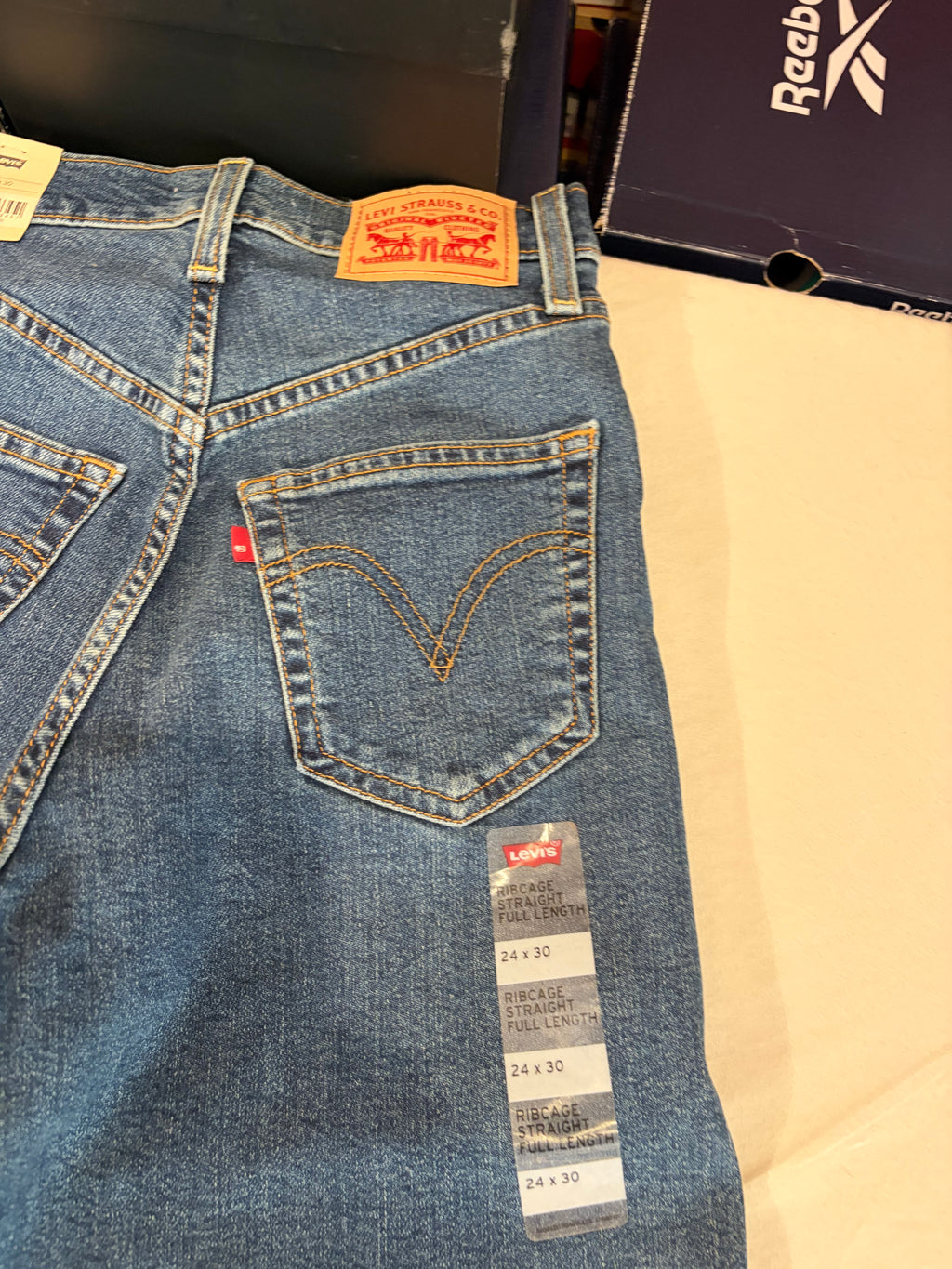 Levi's Ribcage Straight Full Length Femme Bleu Moyen 24x30 | Jean Taille Ultra Haute Neuf