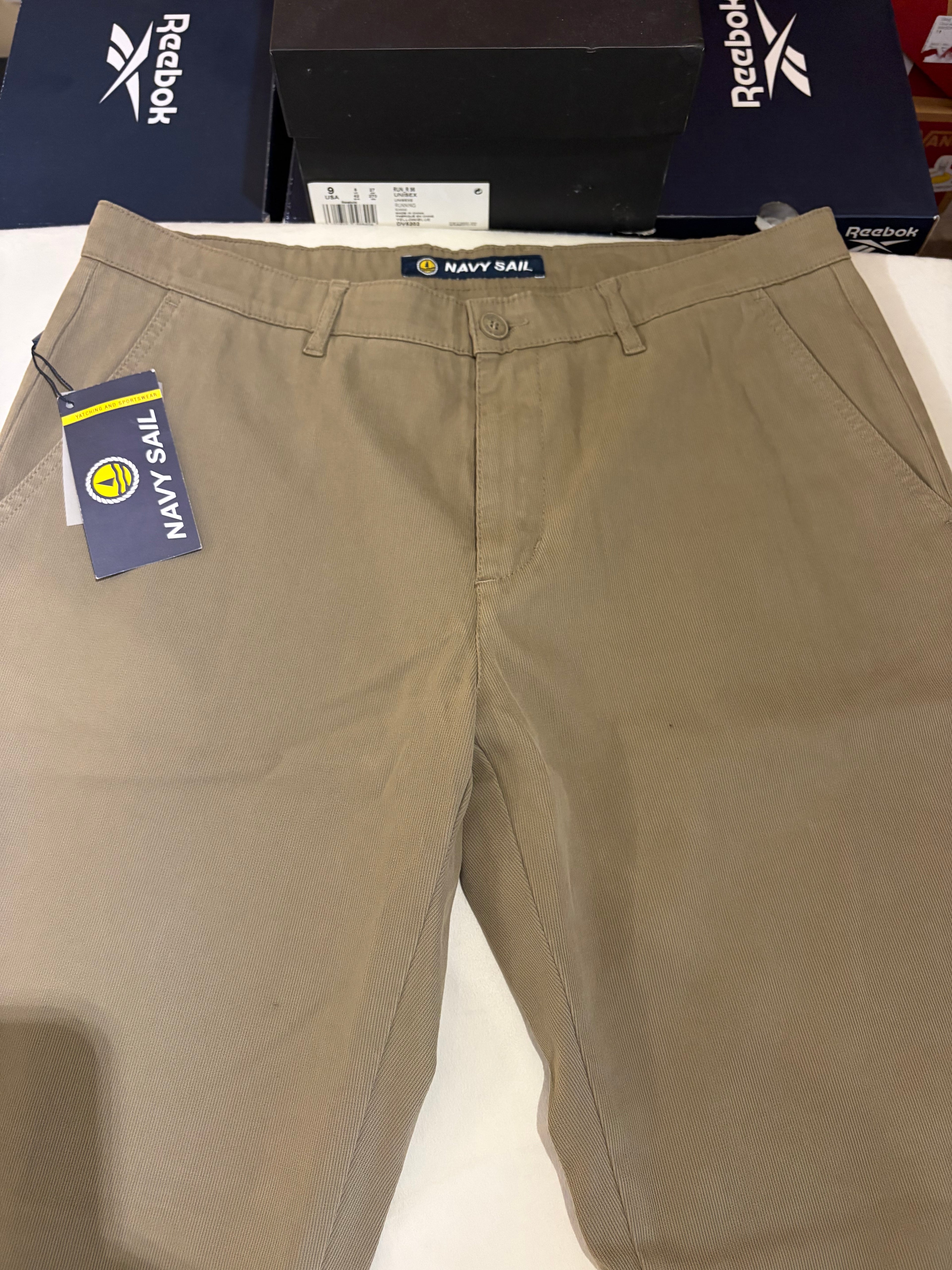 Pantalon Chino Navy Sail Beige Sable Homme W33 Neuf avec étiquette