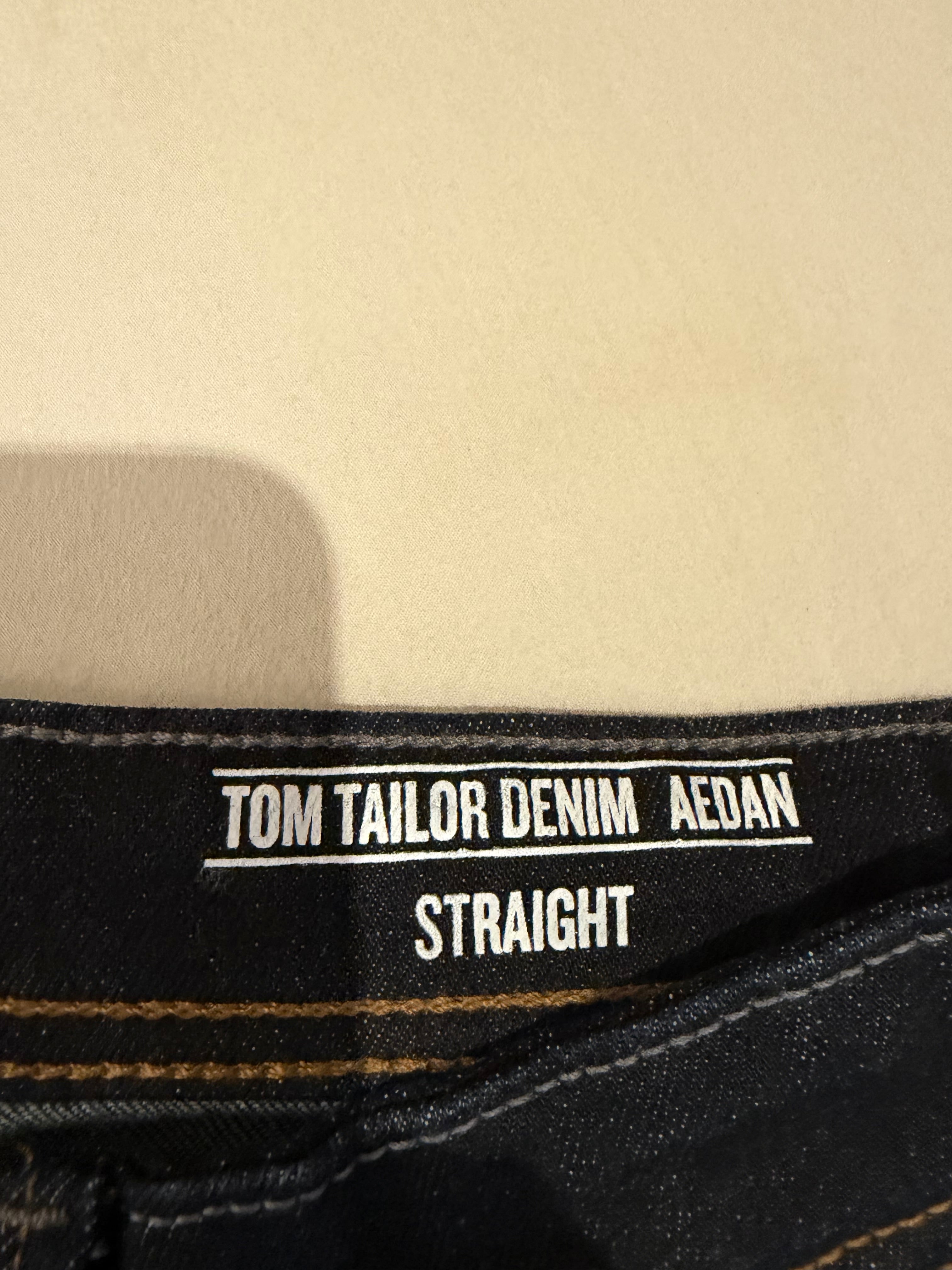 Jean Tom Tailor Denim Aedan Straight Homme Bleu Brut Foncé – Neuf avec étiquettes – Taille 32/34