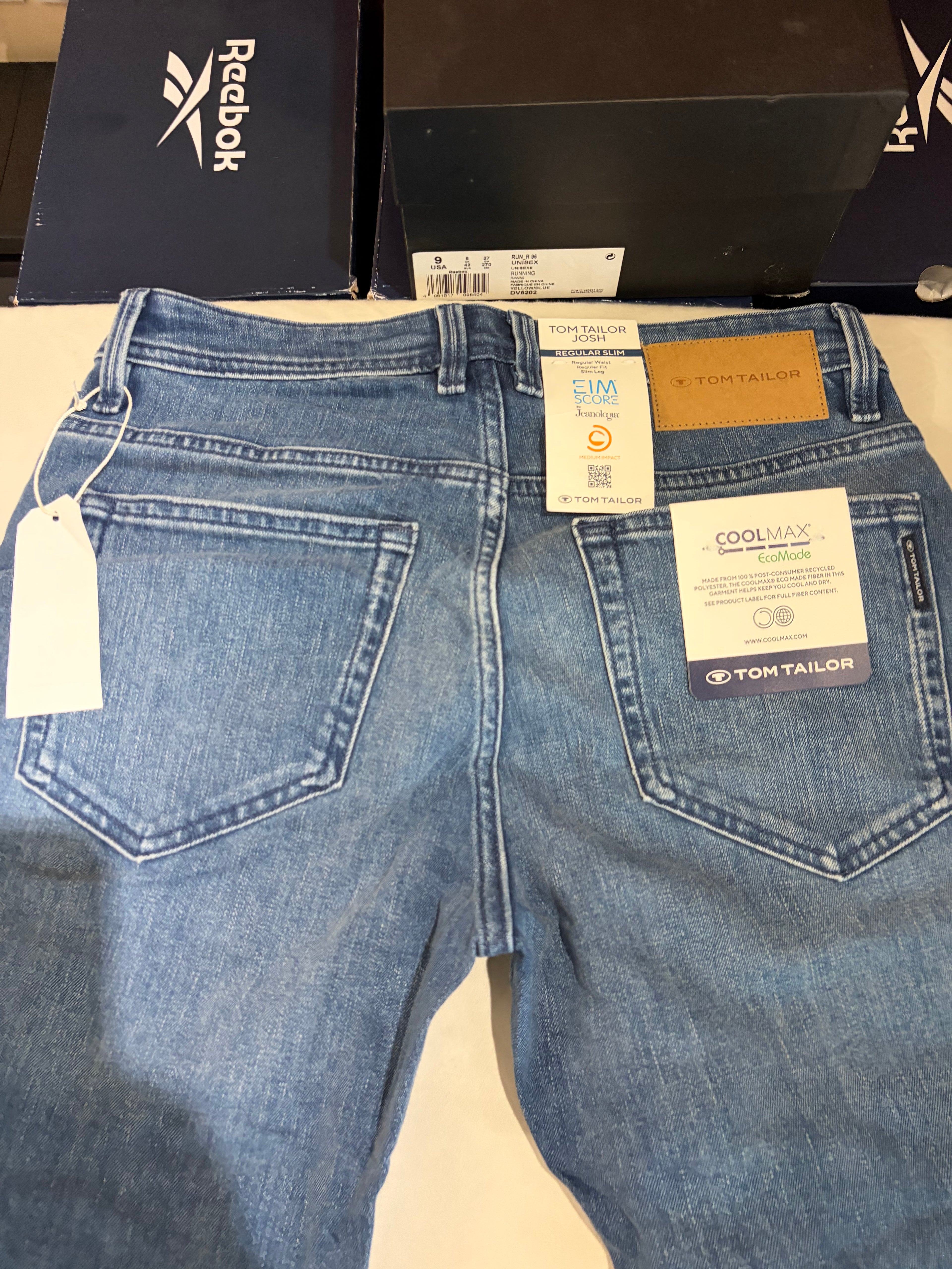 Jean Tom Tailor Josh Regular Slim Coolmax EcoMade Homme Bleu – Neuf avec étiquettes – Taille 30/34