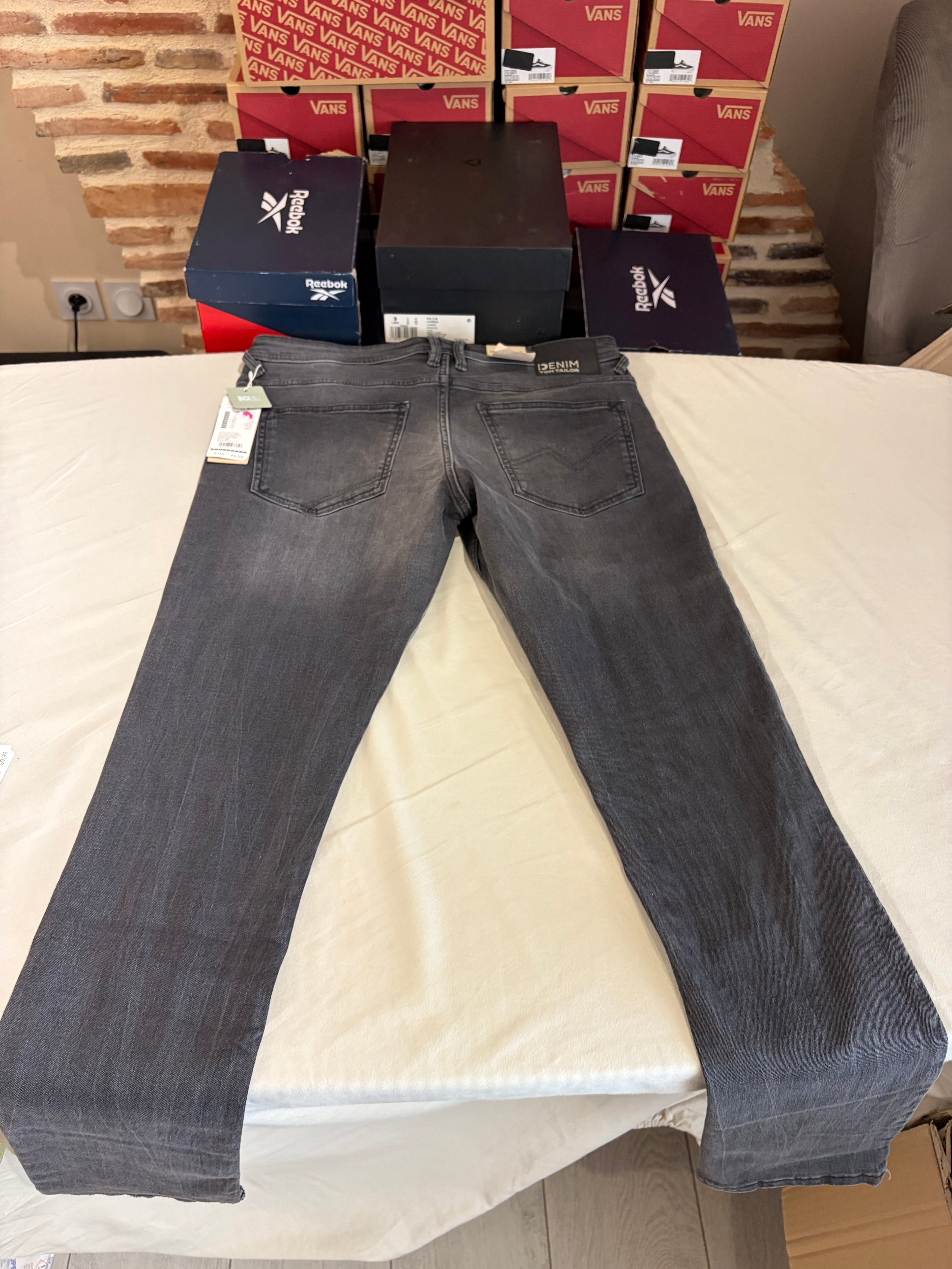 Jean Tom Tailor CULVER Skinny Stretch Homme Gris Délavé 34/34 Neuf avec Étiquettes